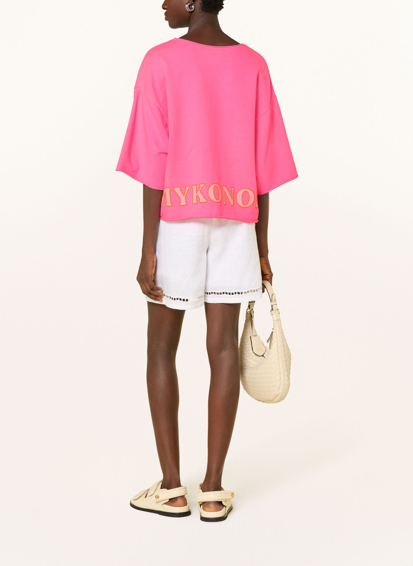 Smith & Soul Sweatshirt with 3/4 sleeves: NEON PINK / BEIGE / ORANGE