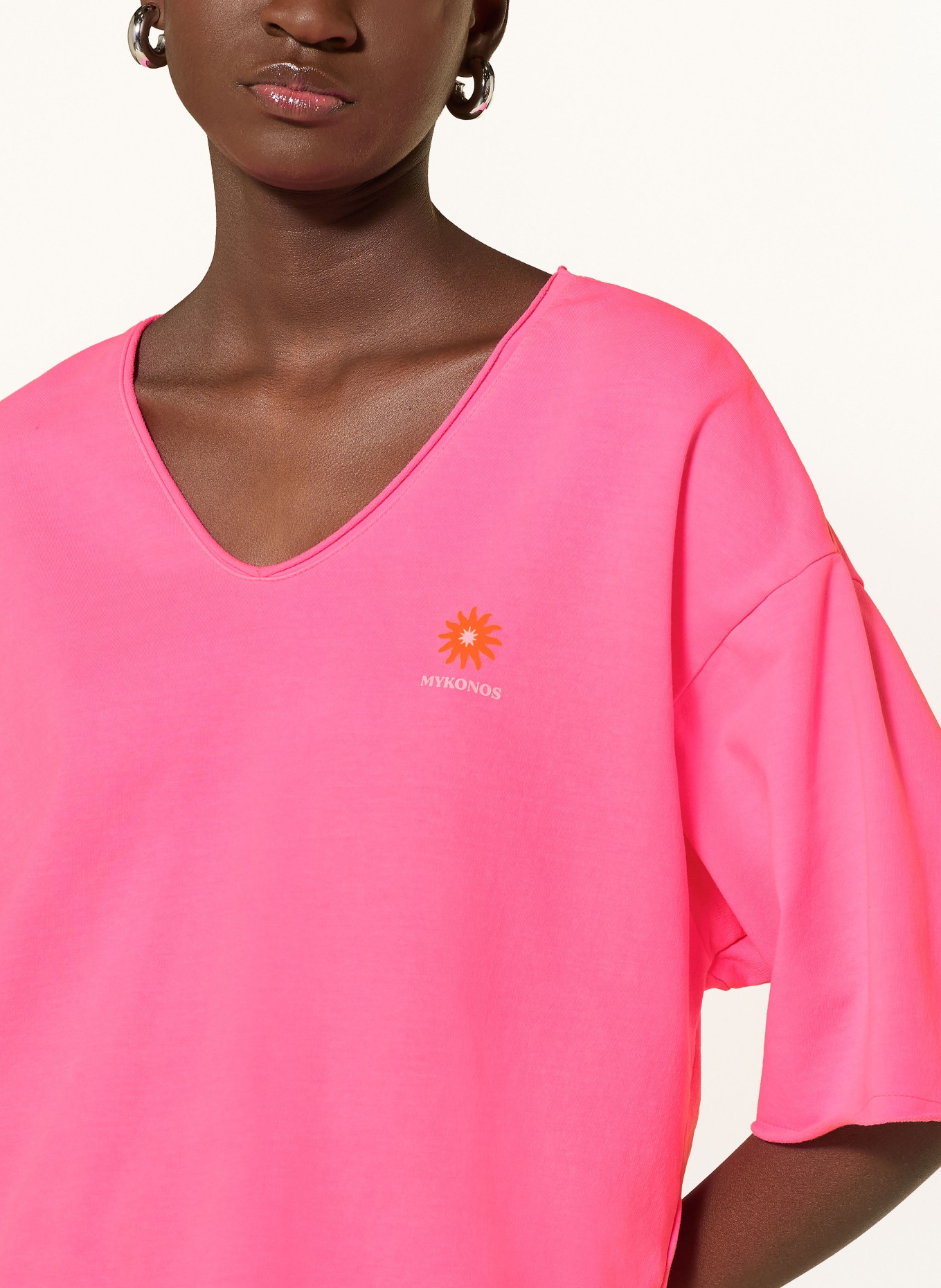 Smith & Soul Sweatshirt with 3/4 sleeves: NEON PINK / BEIGE / ORANGE
