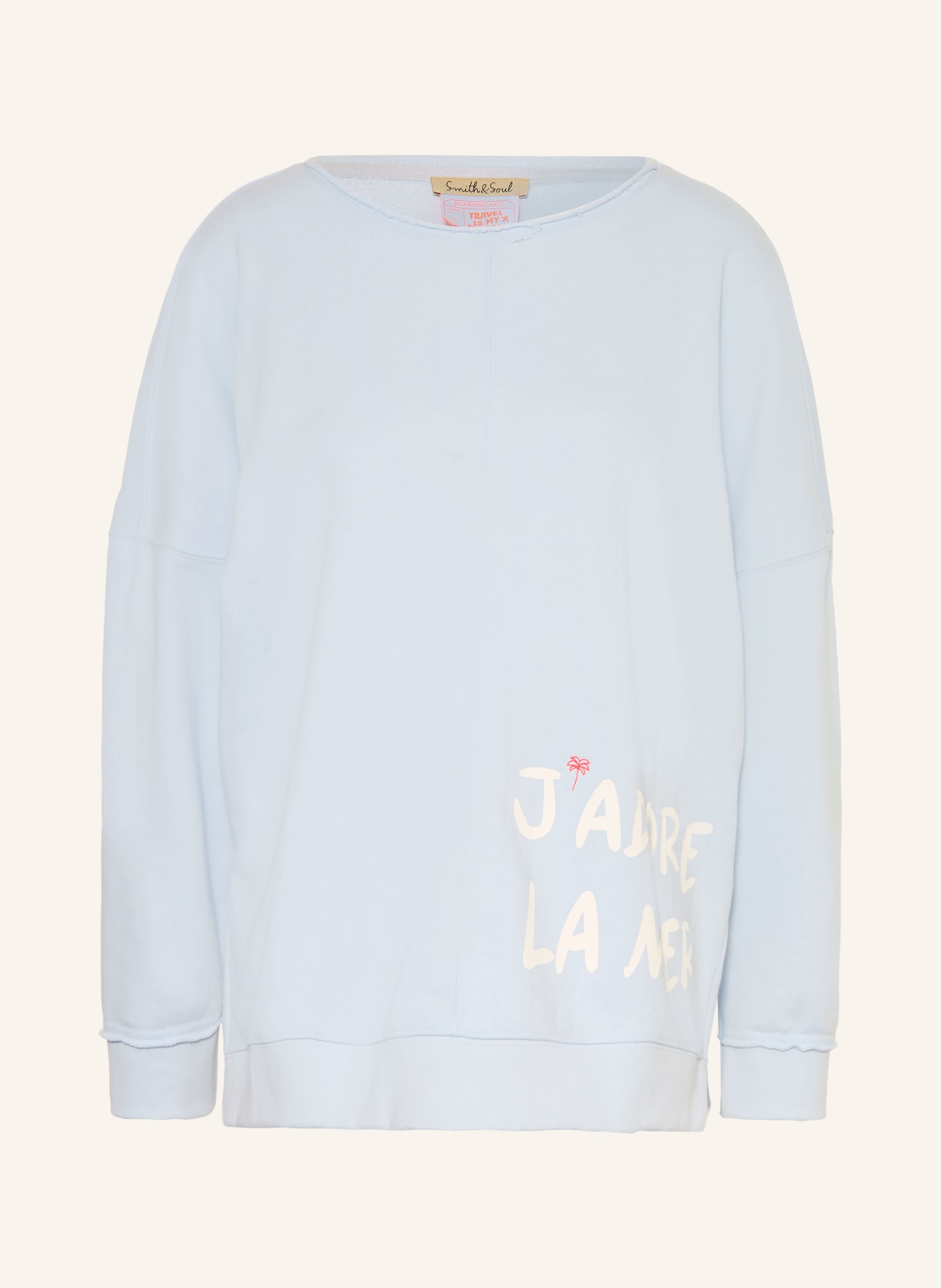 Smith & Soul Oversized-Sweatshirt: HELLBLAU / PINK / WEISS