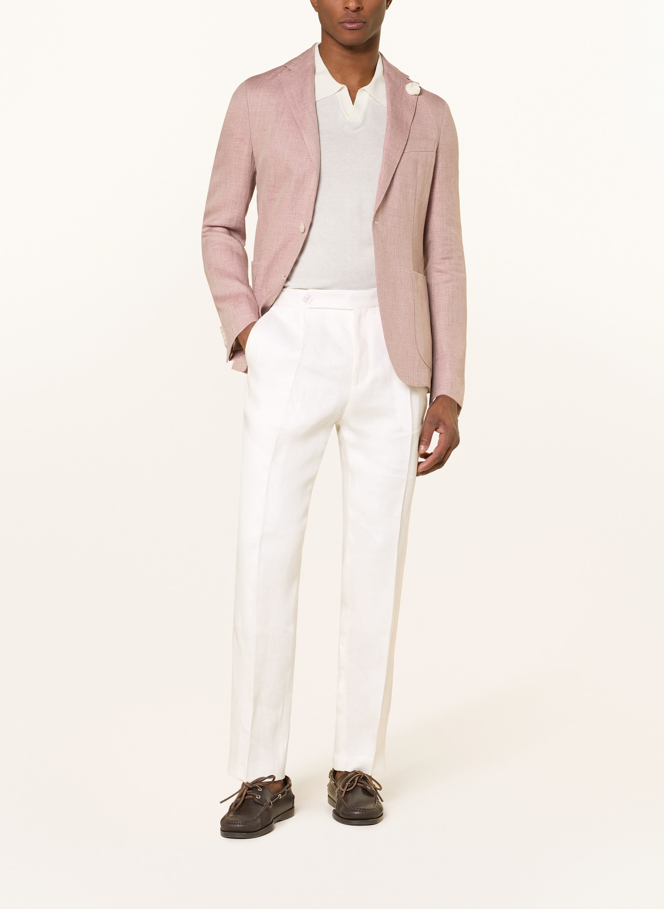 BOSS Leinen-Chino PERINO Tapered Fit: WEISS