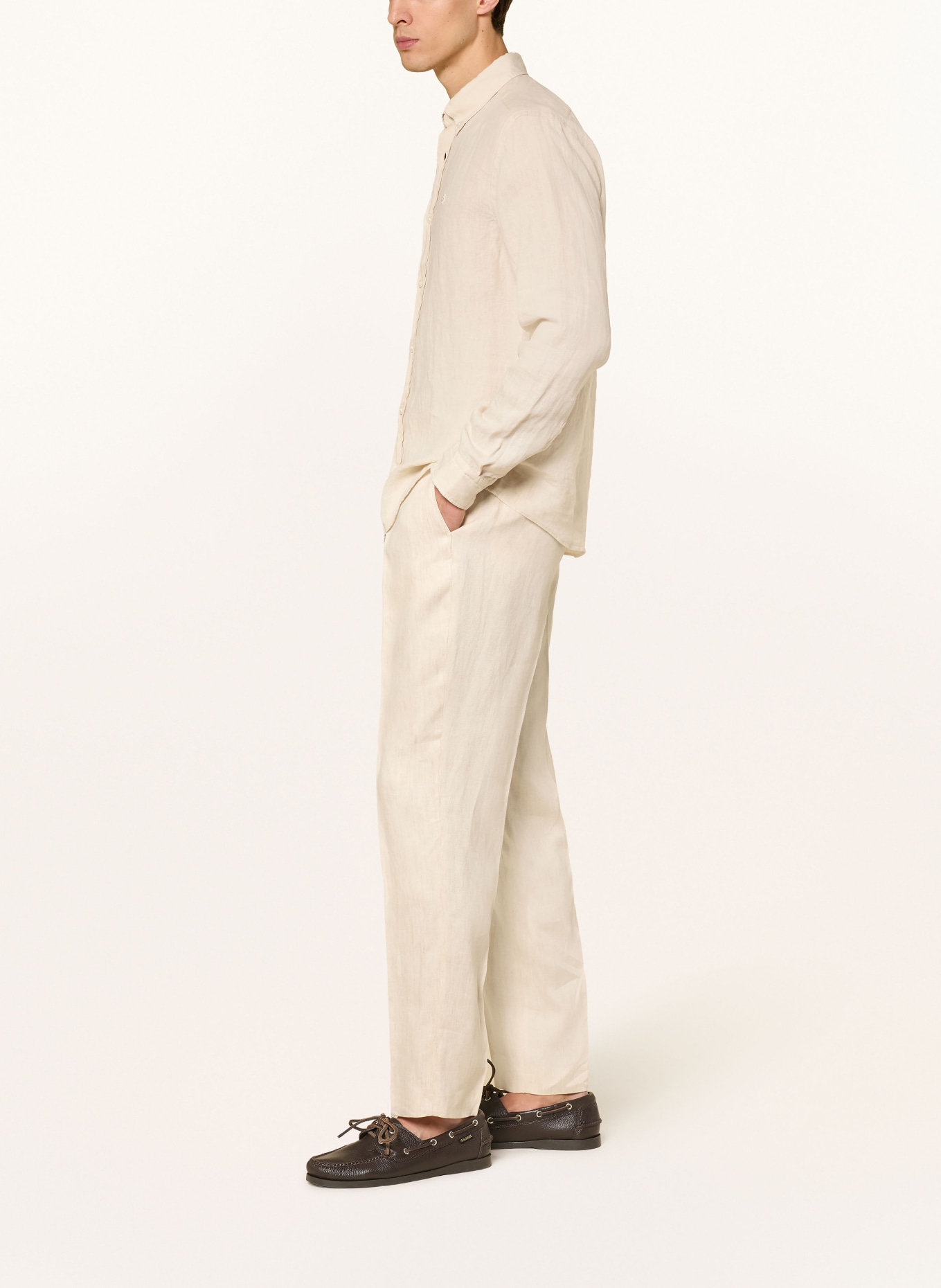 BOSS Pantalon chino en lin PERINO coupe fuselée: BEIGE