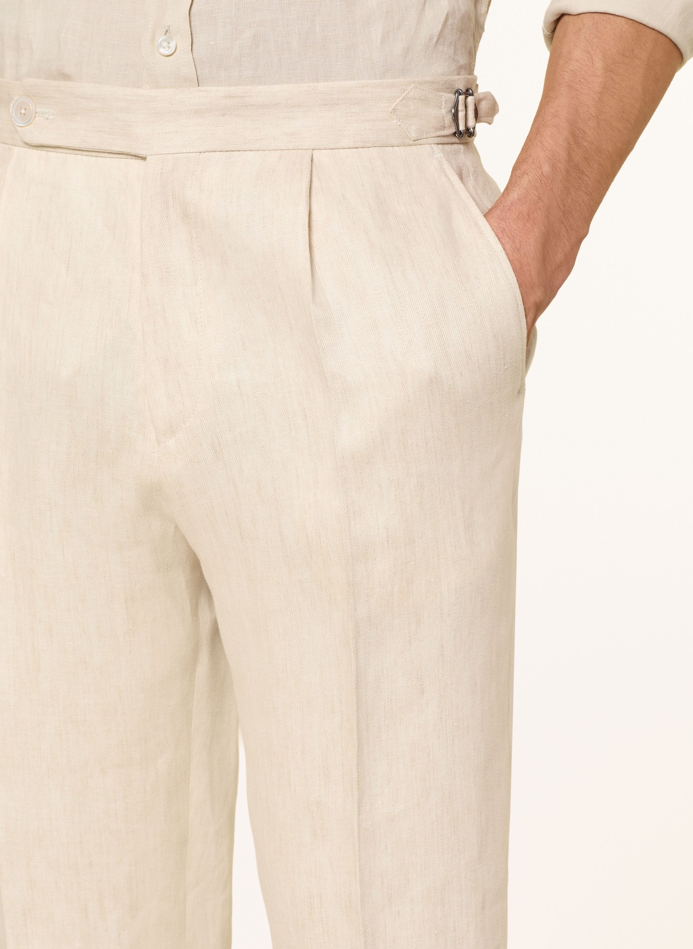 BOSS Pantalon chino en lin PERINO coupe fuselée: BEIGE