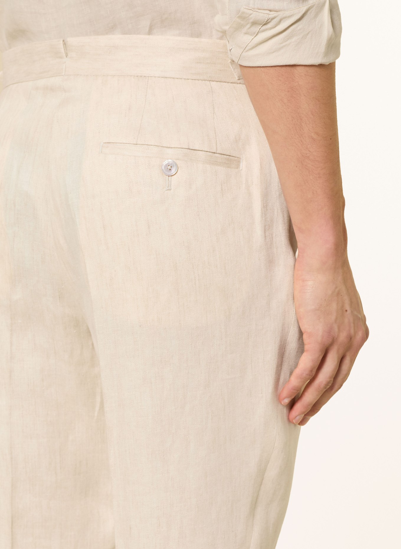 BOSS Pantalon chino en lin PERINO coupe fuselée: BEIGE