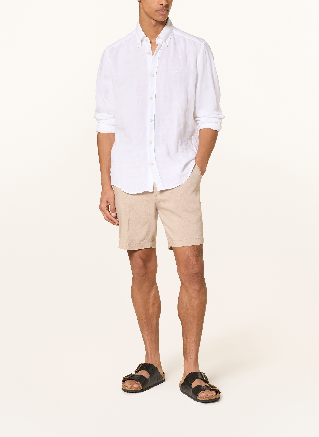 BOSS Shorts KANE mit Leinen: HELLBRAUN