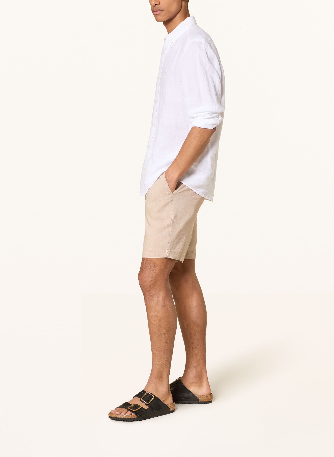 BOSS Shorts KANE mit Leinen: HELLBRAUN
