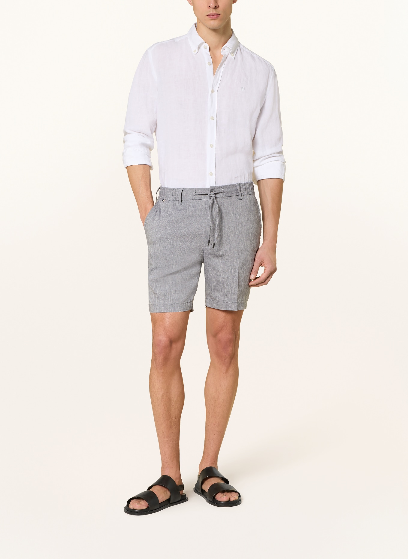 BOSS Szorty KANE z lnem: SZARONIEBIESKI