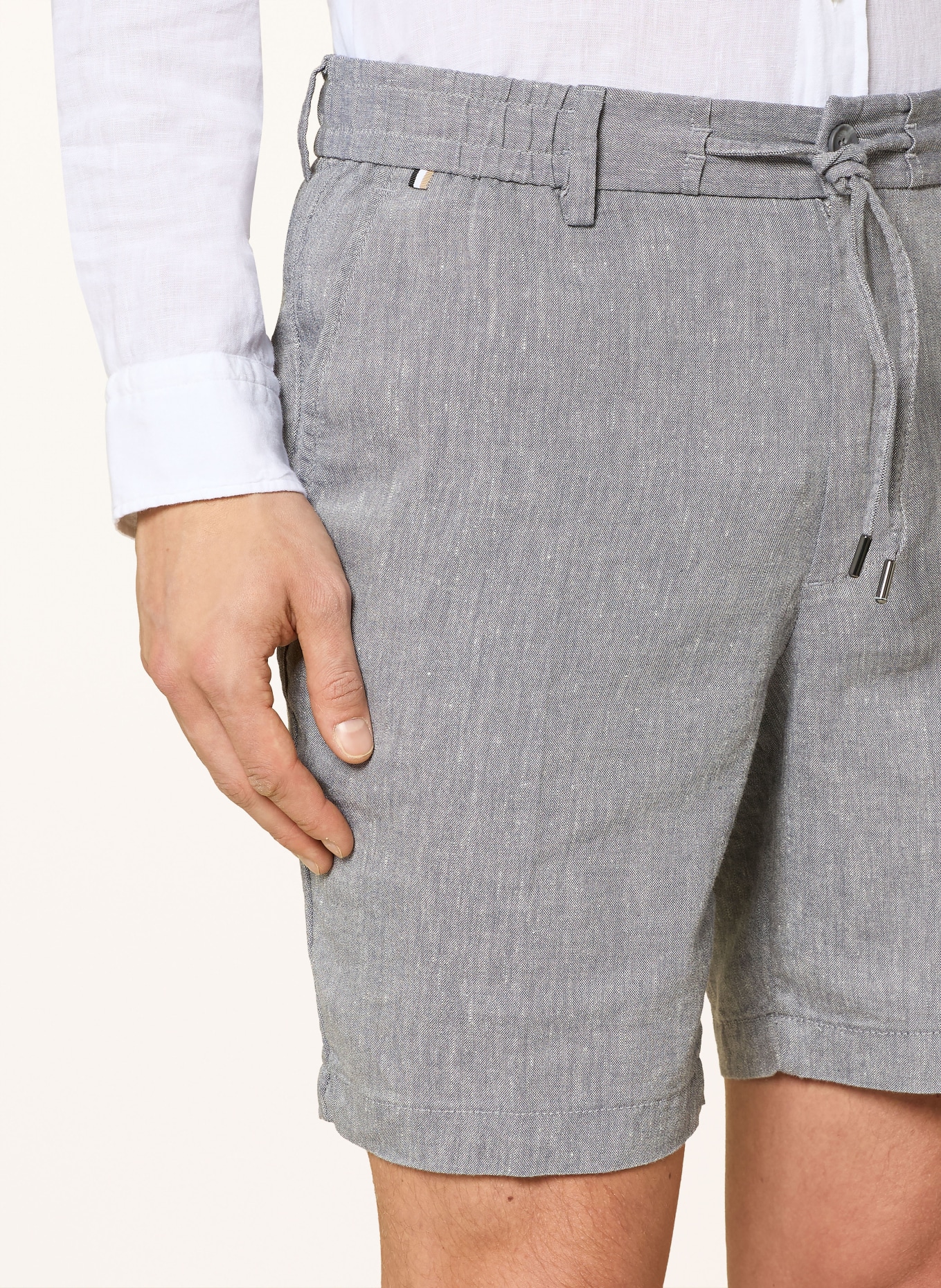 BOSS Szorty KANE z lnem: SZARONIEBIESKI