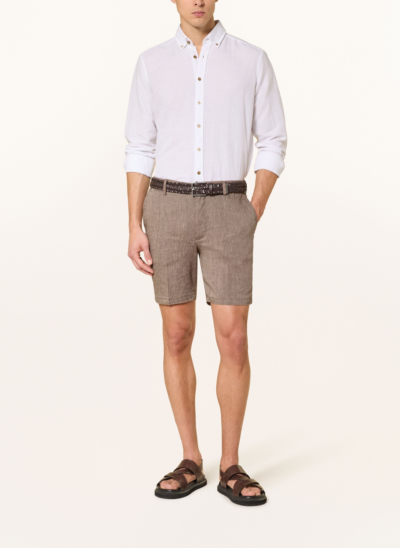 BOSS Short KANE avec lin: MARRON