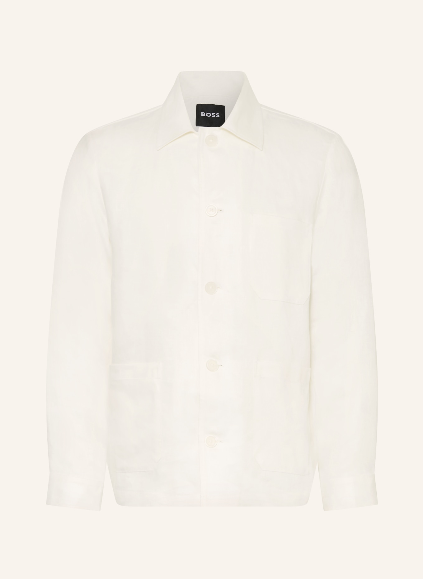 BOSS Overjas van linnen: ECRU