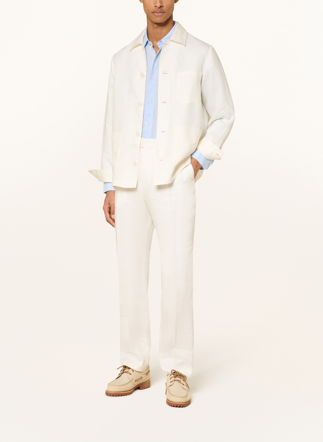 BOSS Overjas van linnen: ECRU