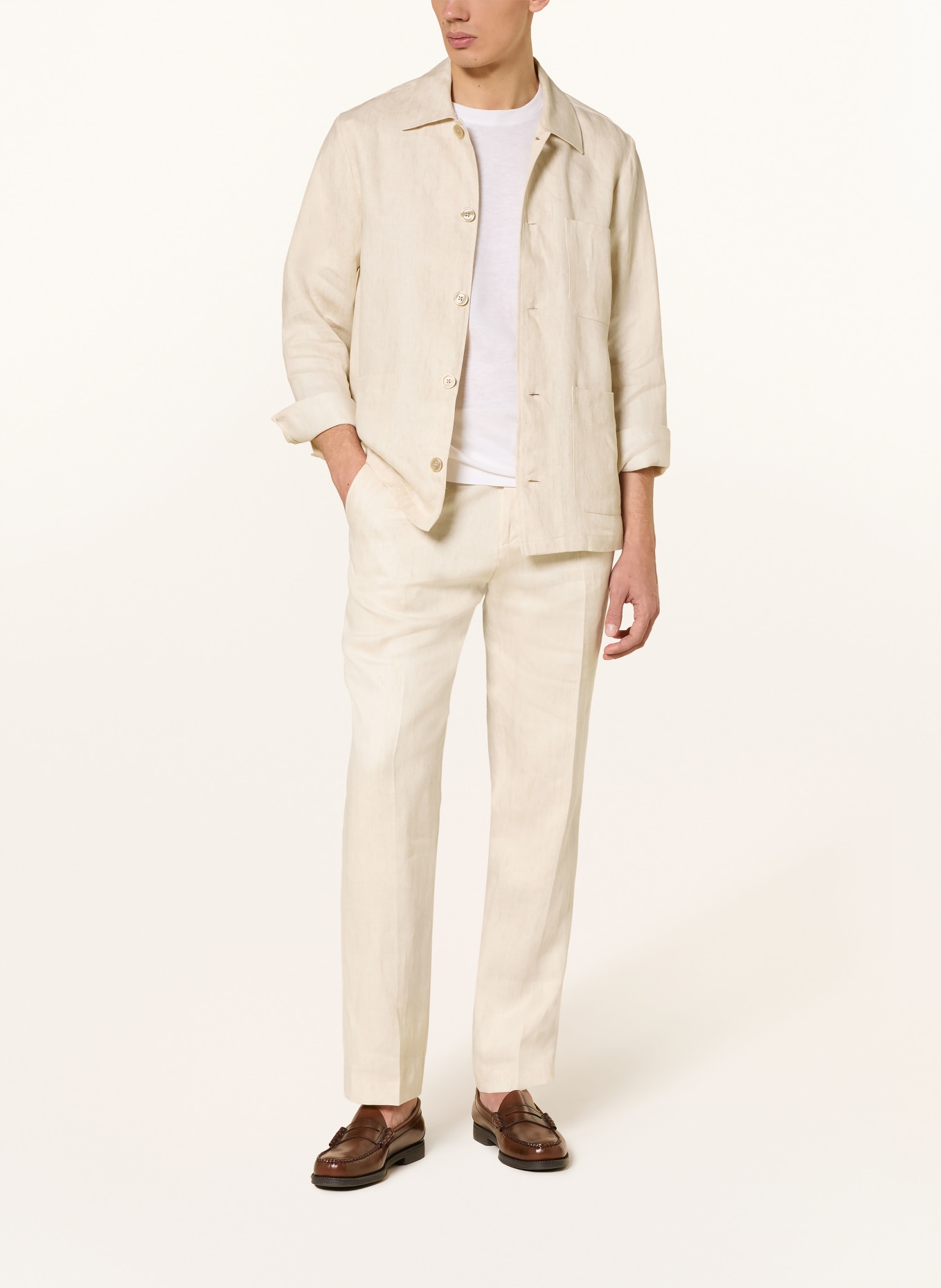 BOSS Overjacket aus Leinen: BEIGE