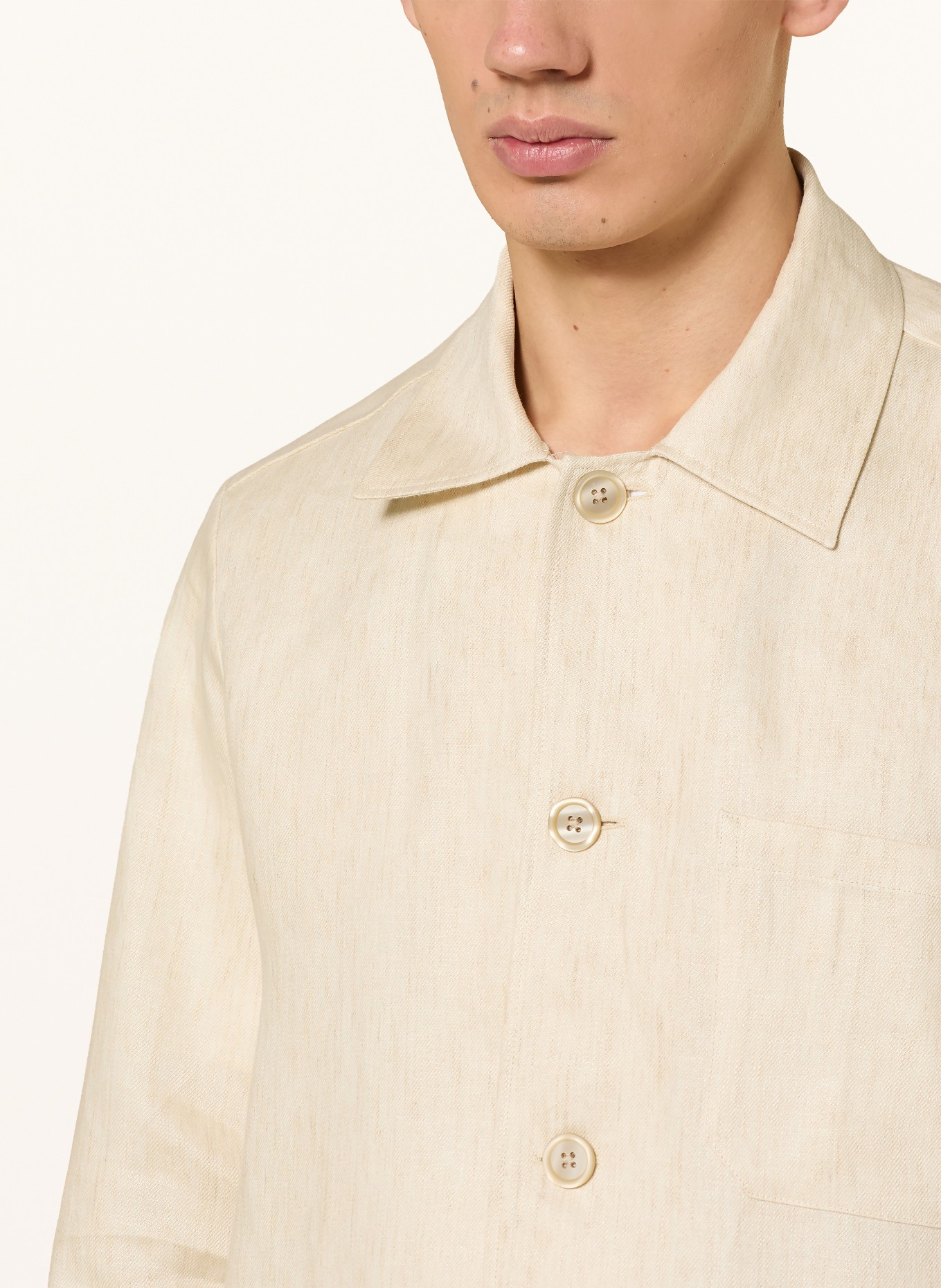 BOSS Overjacket aus Leinen: BEIGE