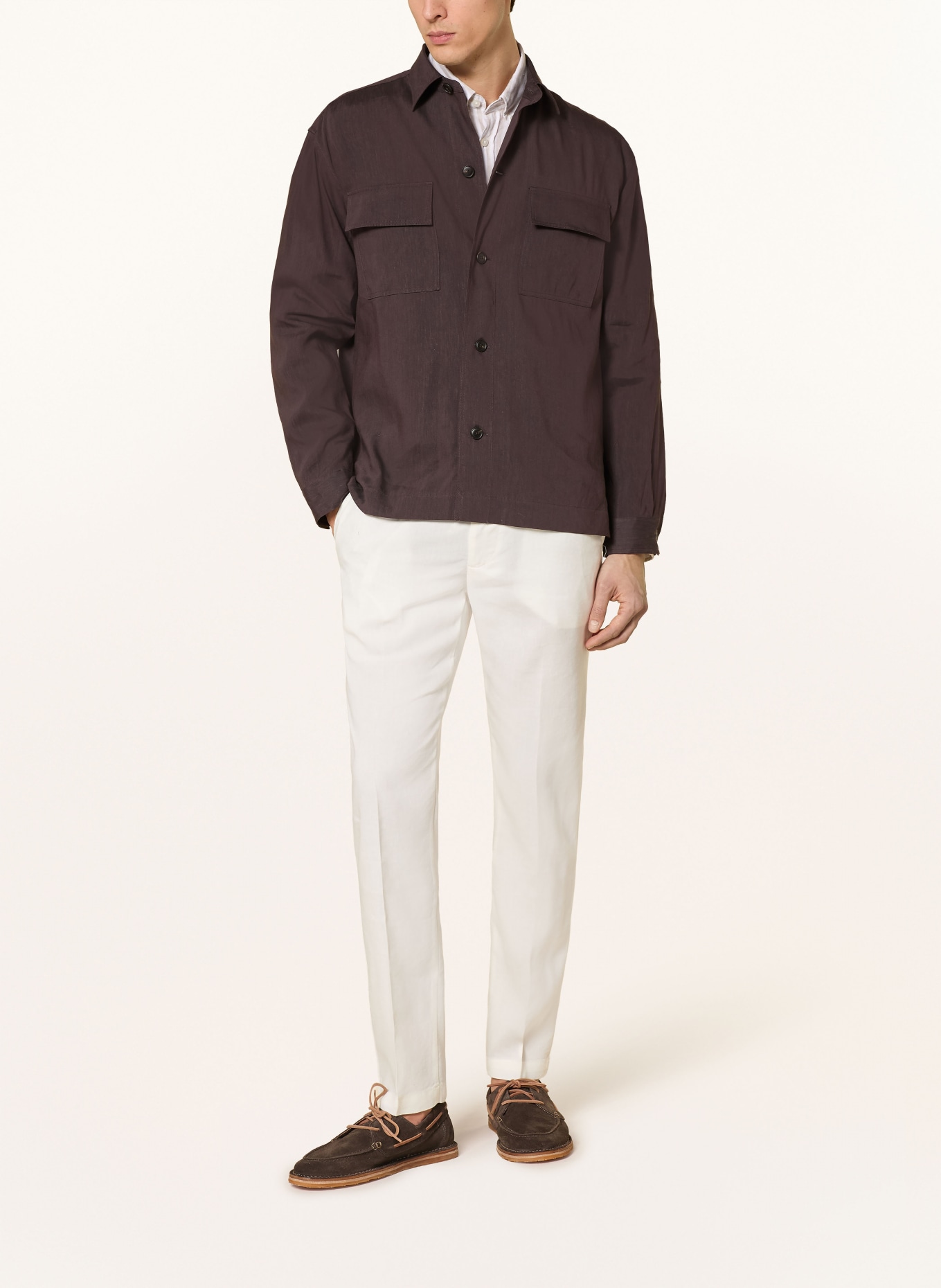 BOSS Chemise CAI Comfort Fit en lin: MARRON FONCÉ