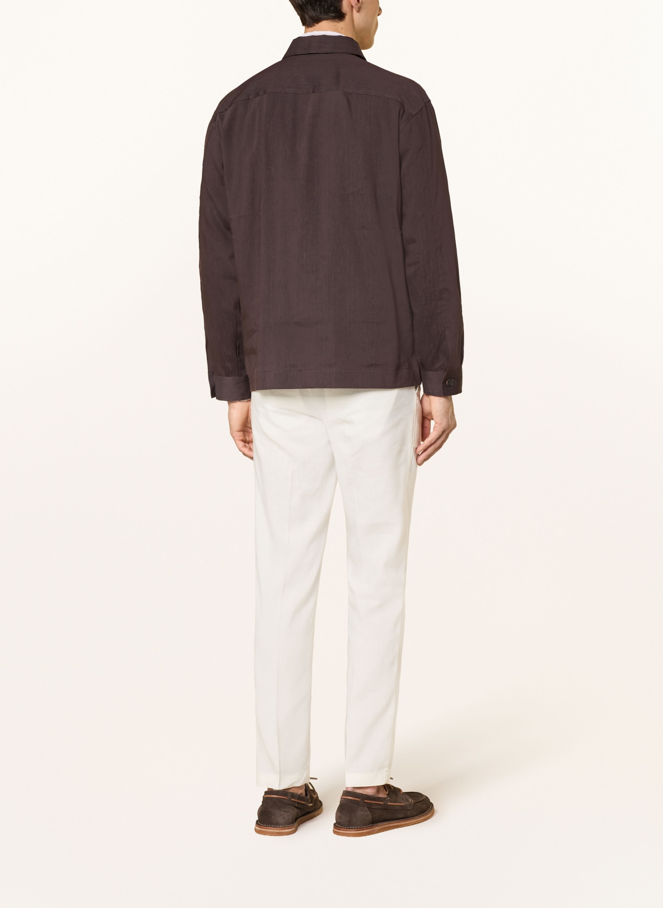 BOSS Chemise CAI Comfort Fit en lin: MARRON FONCÉ