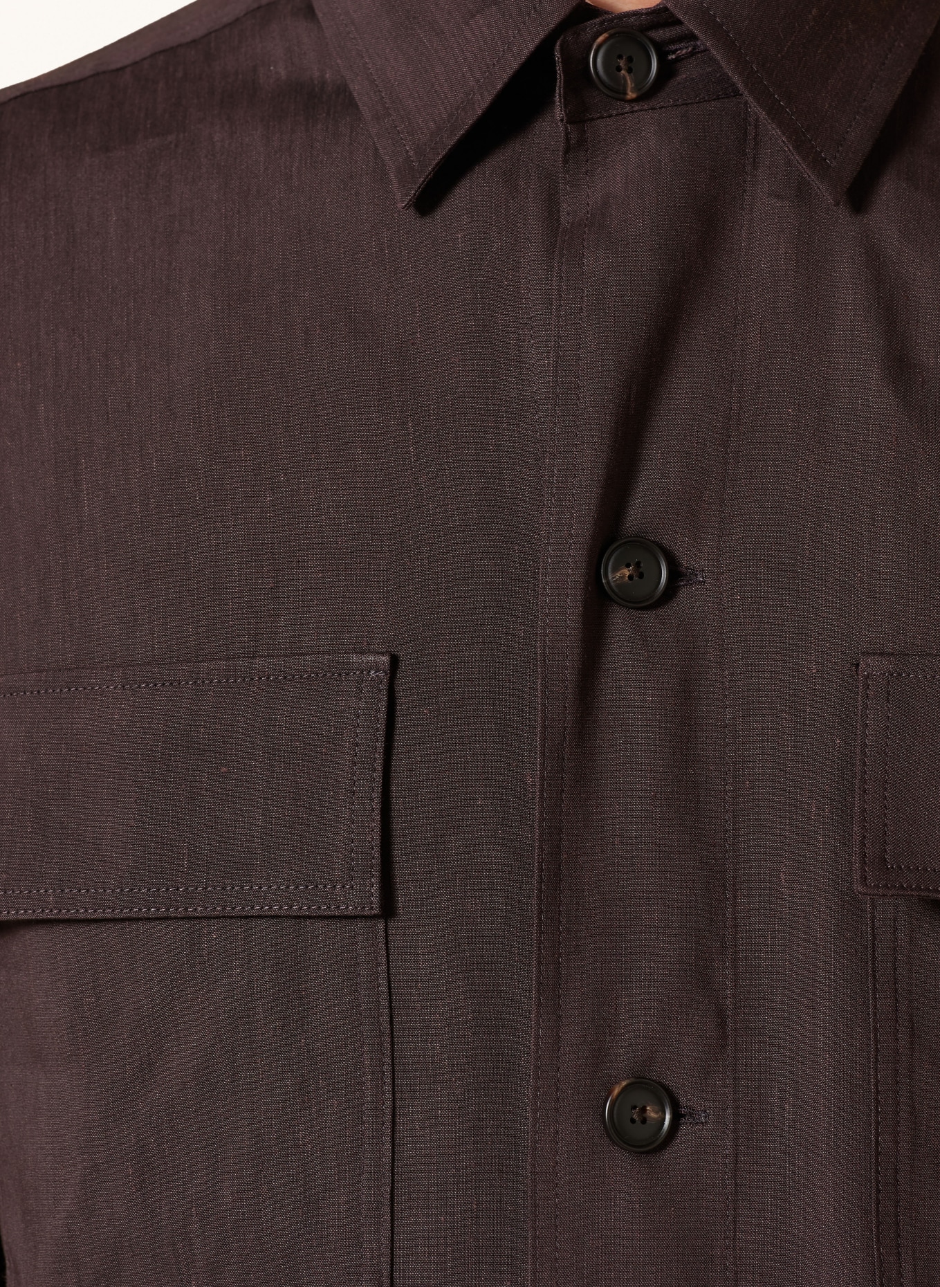 BOSS Chemise CAI Comfort Fit en lin: MARRON FONCÉ