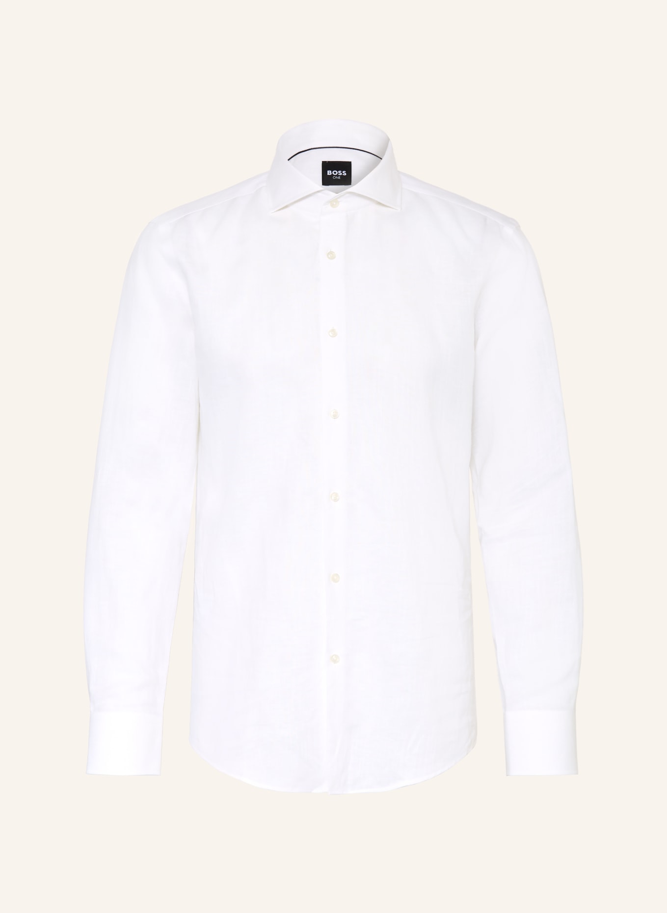 BOSS Hemd HANK Slim Fit mit Leinen: WEISS