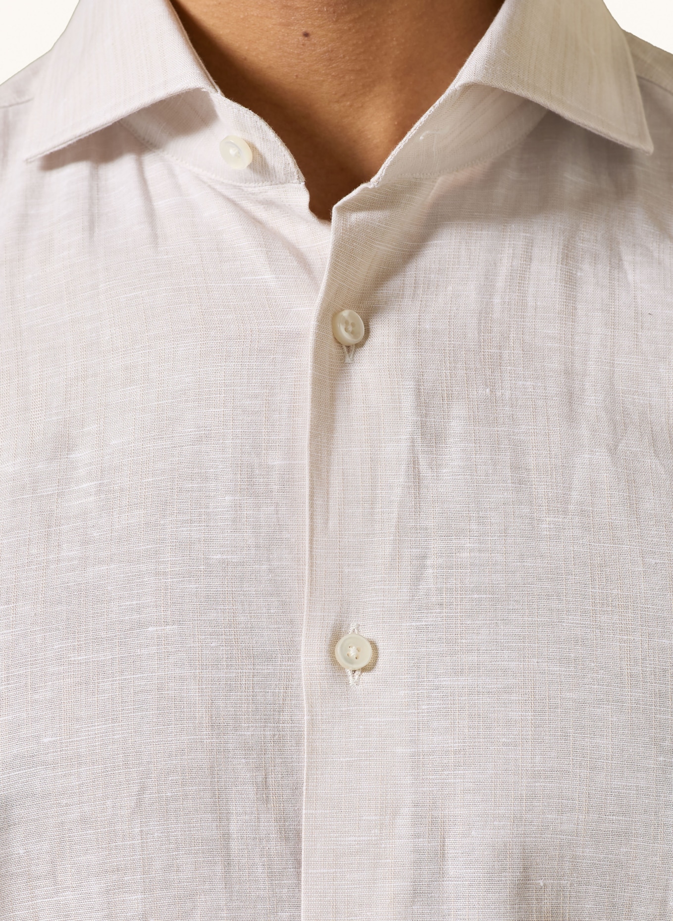 BOSS Hemd HANK Slim Fit mit Leinen: BEIGE