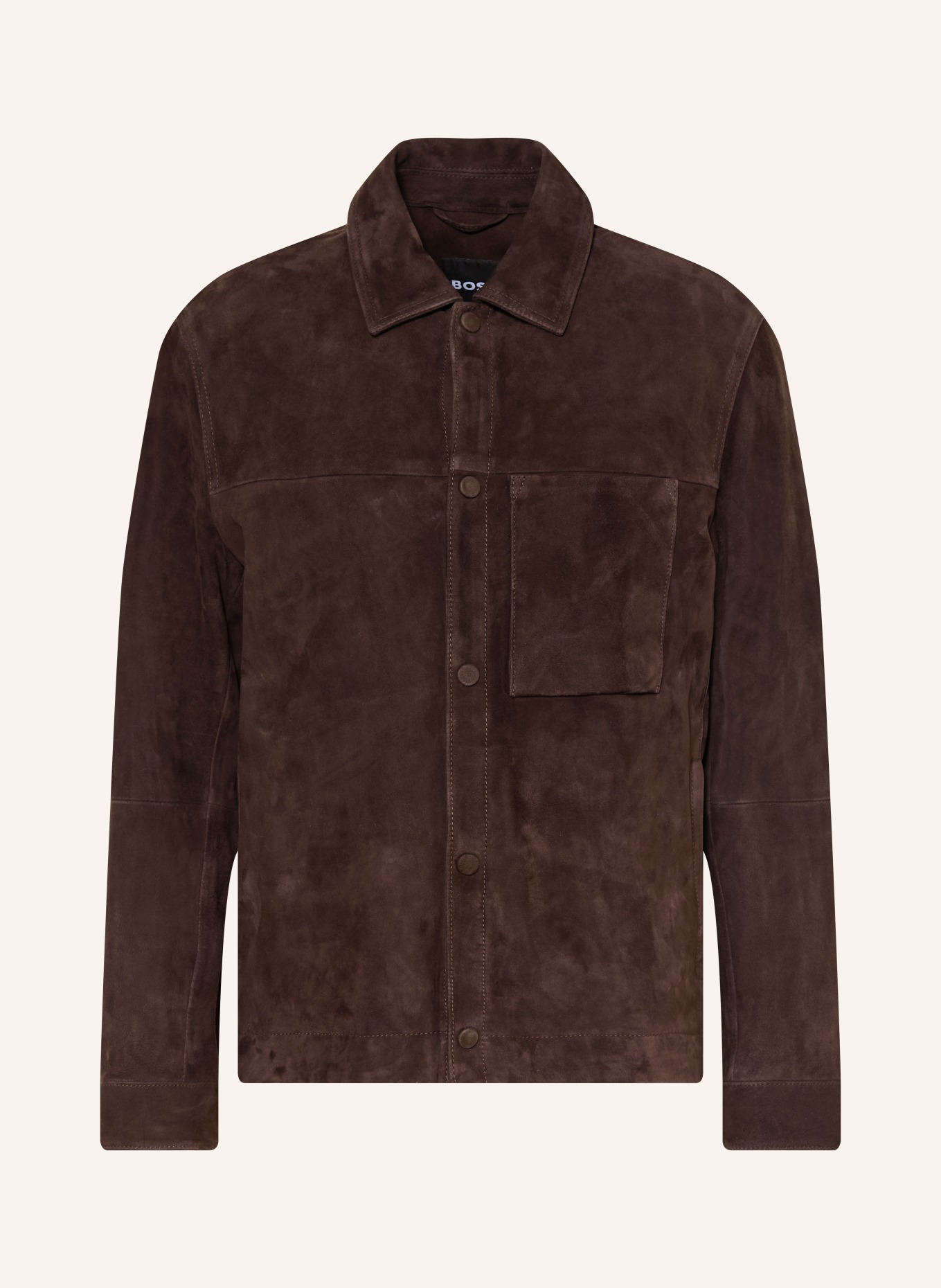 BOSS Leren overjas MOLOT: MARRON FONCÉ