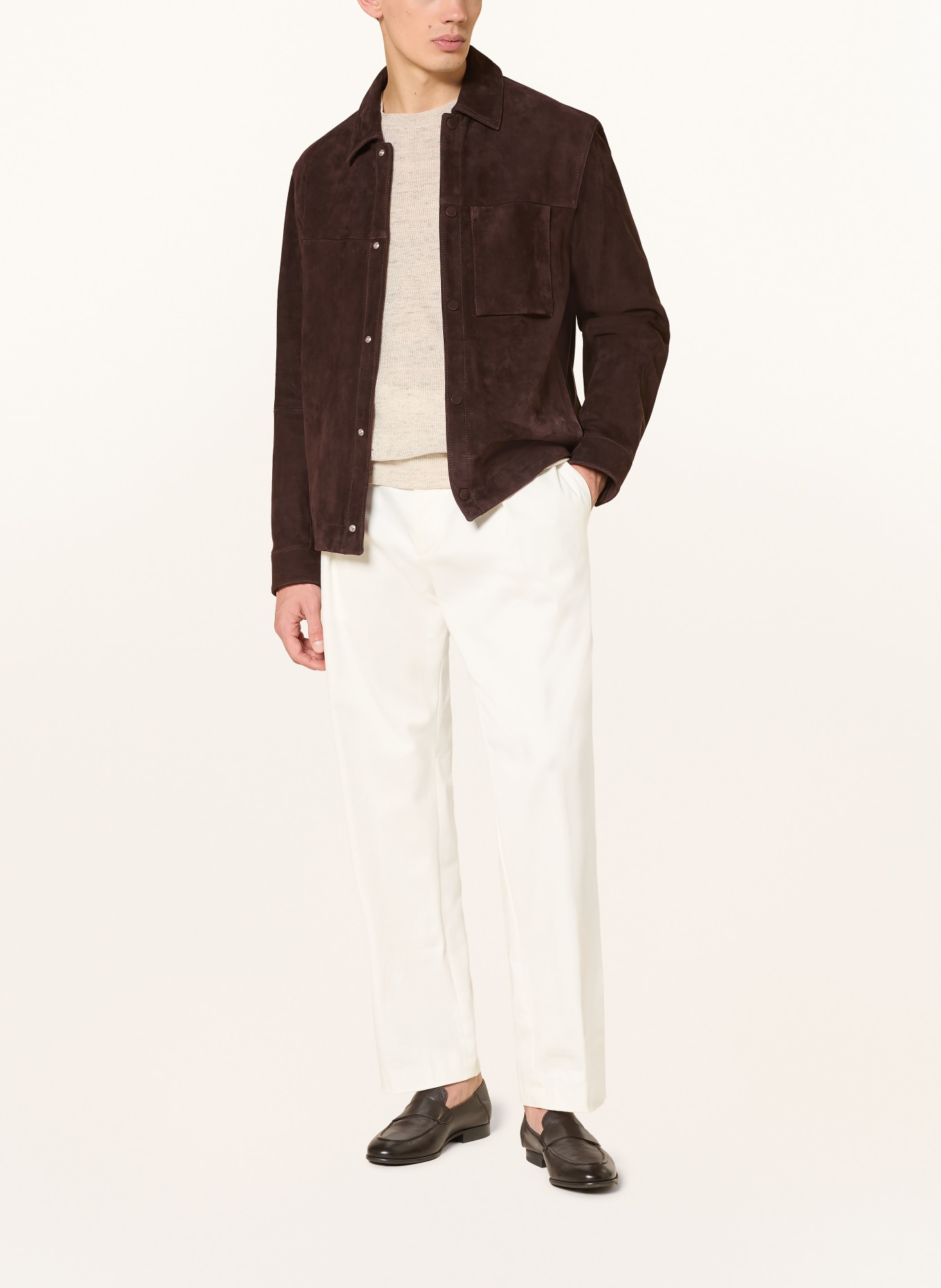 BOSS Leren overjas MOLOT: MARRON FONCÉ