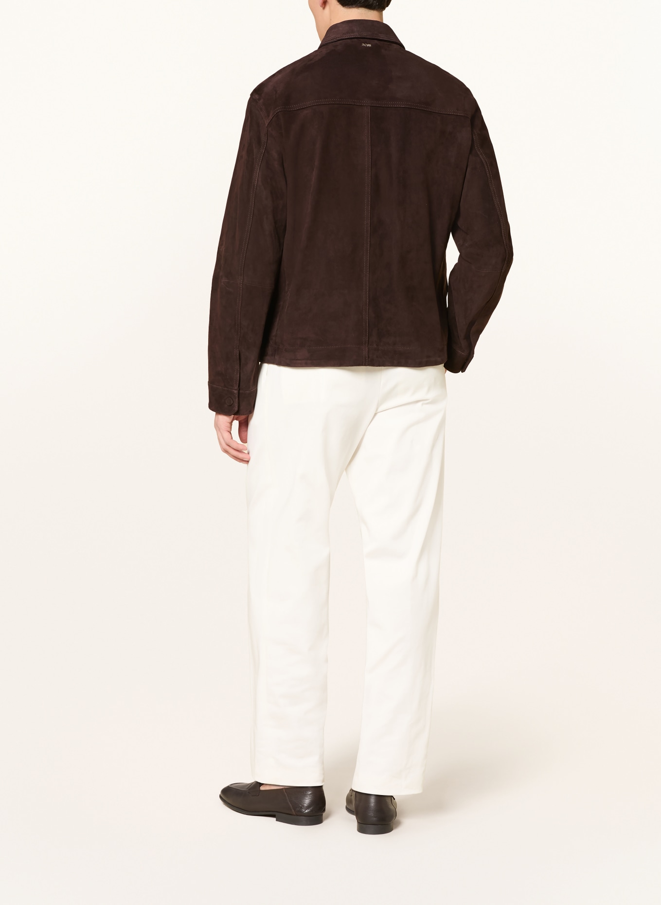 BOSS Leren overjas MOLOT: MARRON FONCÉ