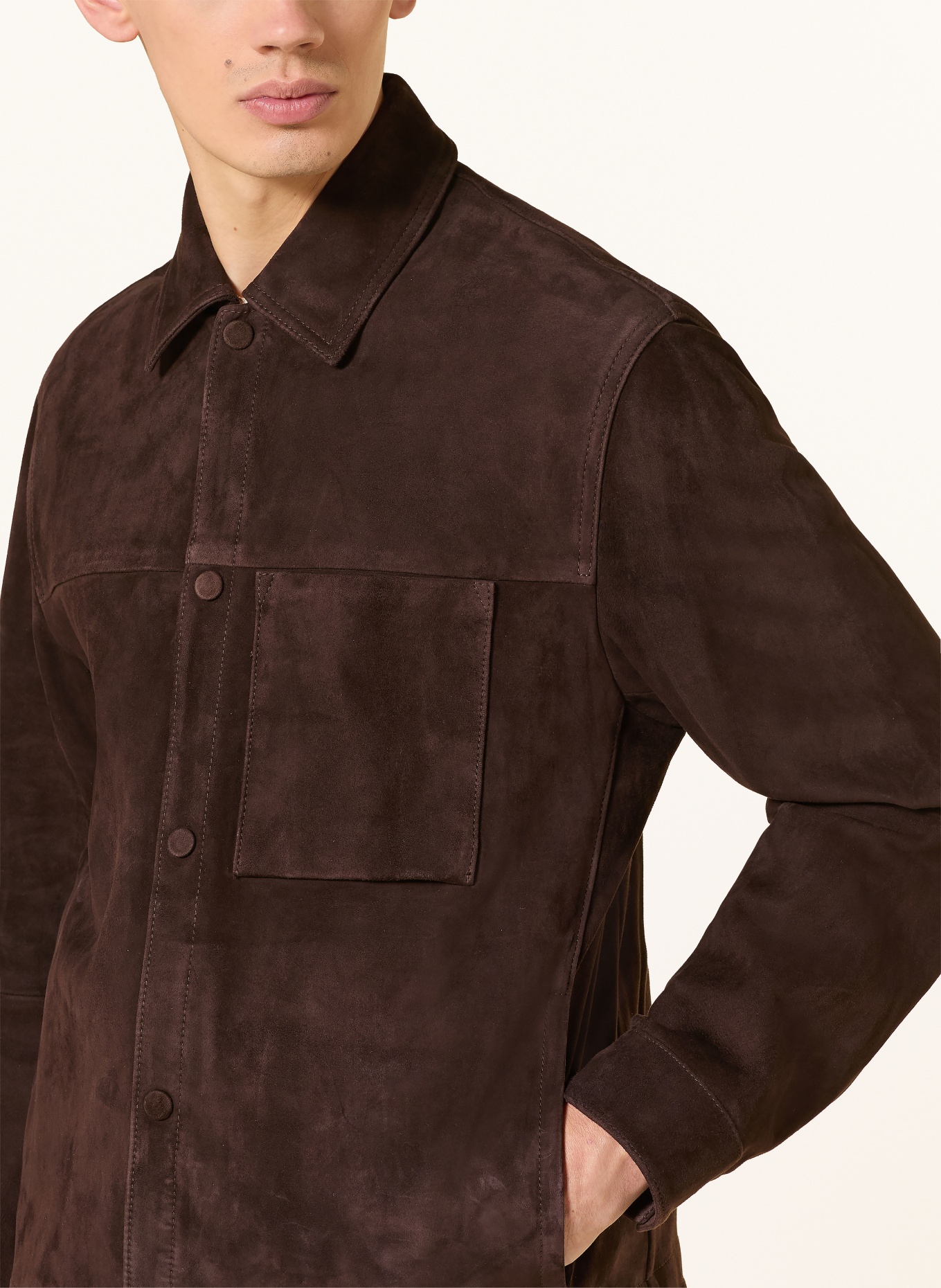 BOSS Leren overjas MOLOT: MARRON FONCÉ