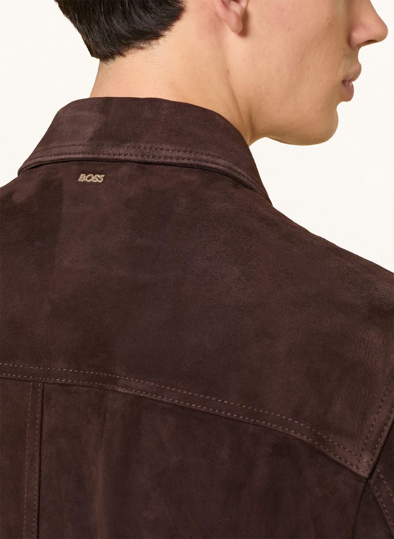 BOSS Leren overjas MOLOT: MARRON FONCÉ