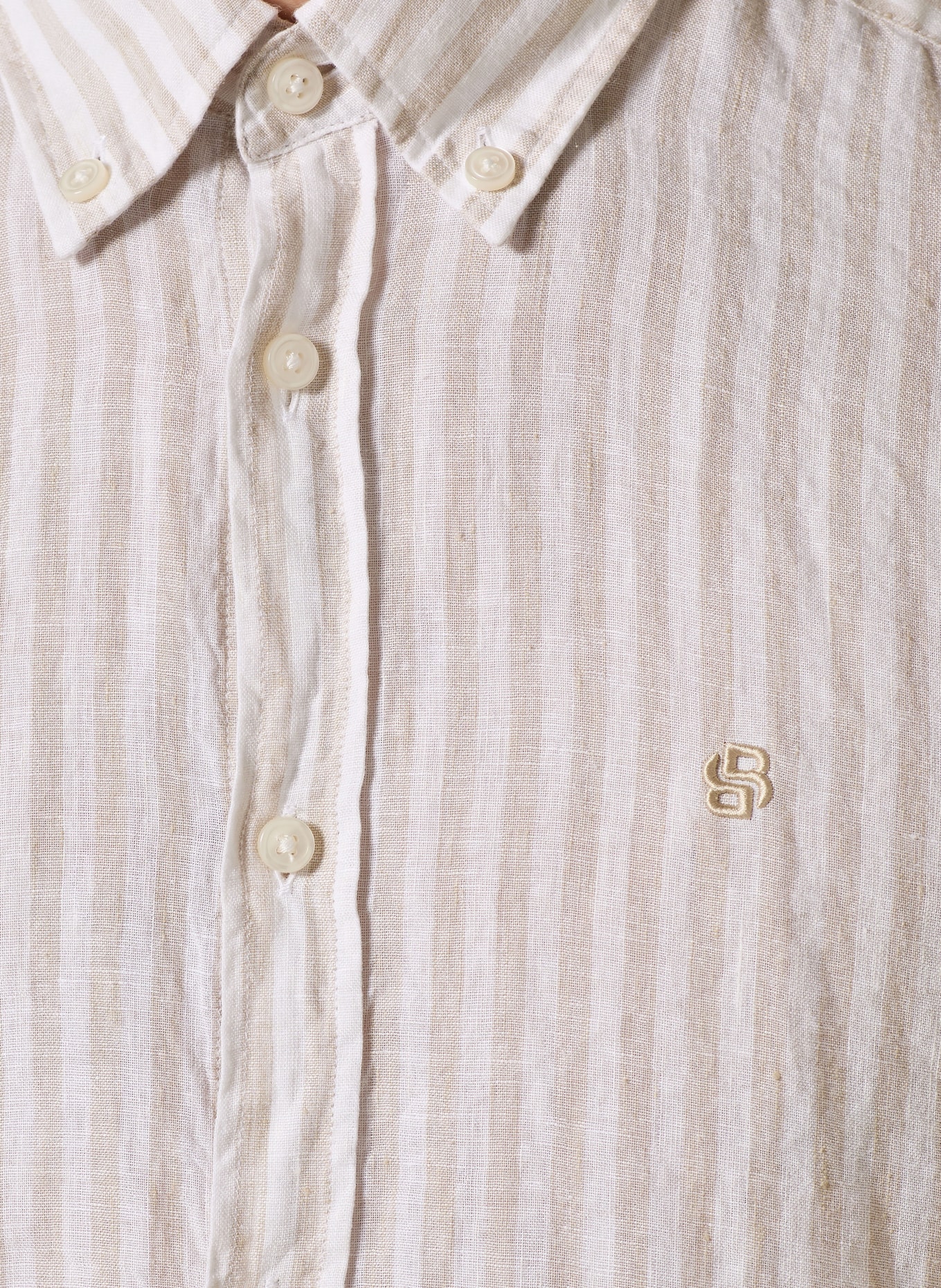 BOSS Chemise en lin LIAM coupe classique: BEIGE / BLANC