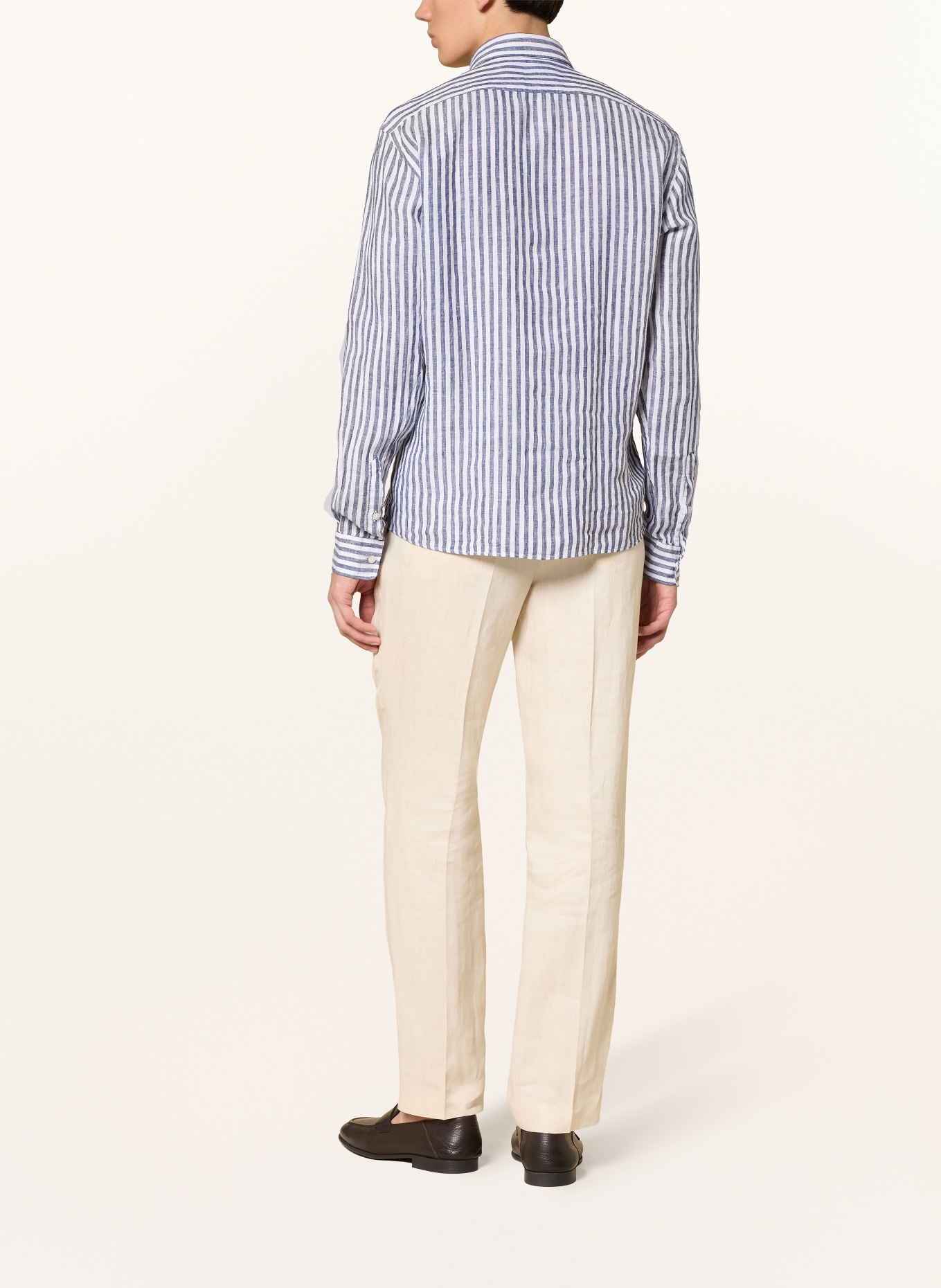 BOSS Leinenhemd LIAM Regular Fit: DUNKELBLAU / WEISS