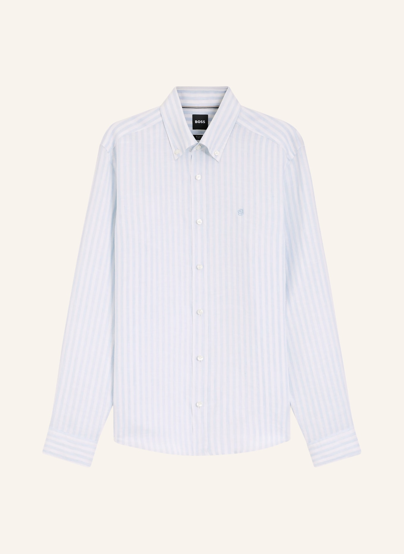 BOSS Leinenhemd LIAM Regular Fit: HELLBLAU / WEISS