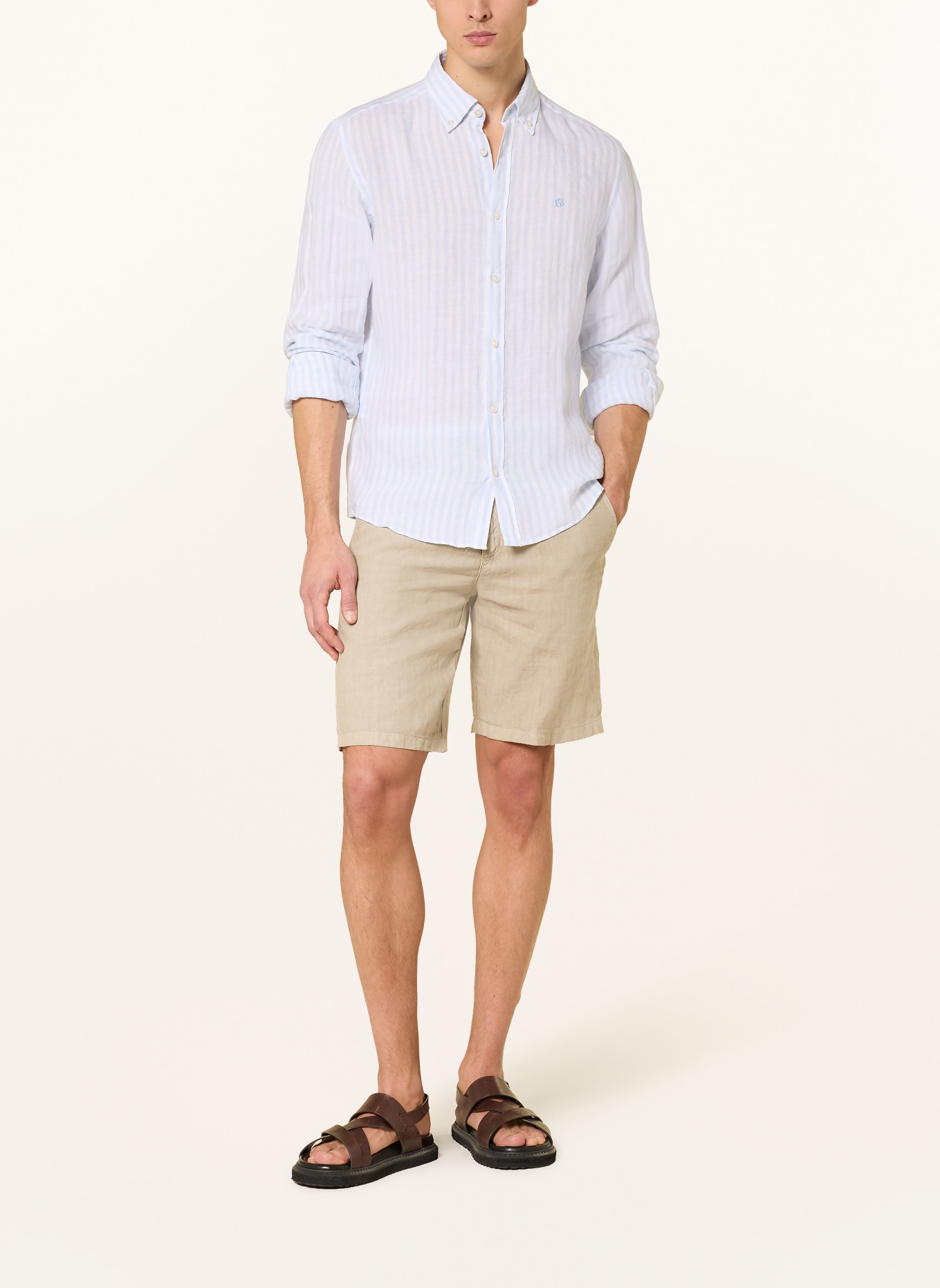 BOSS Leinenhemd LIAM Regular Fit: HELLBLAU / WEISS