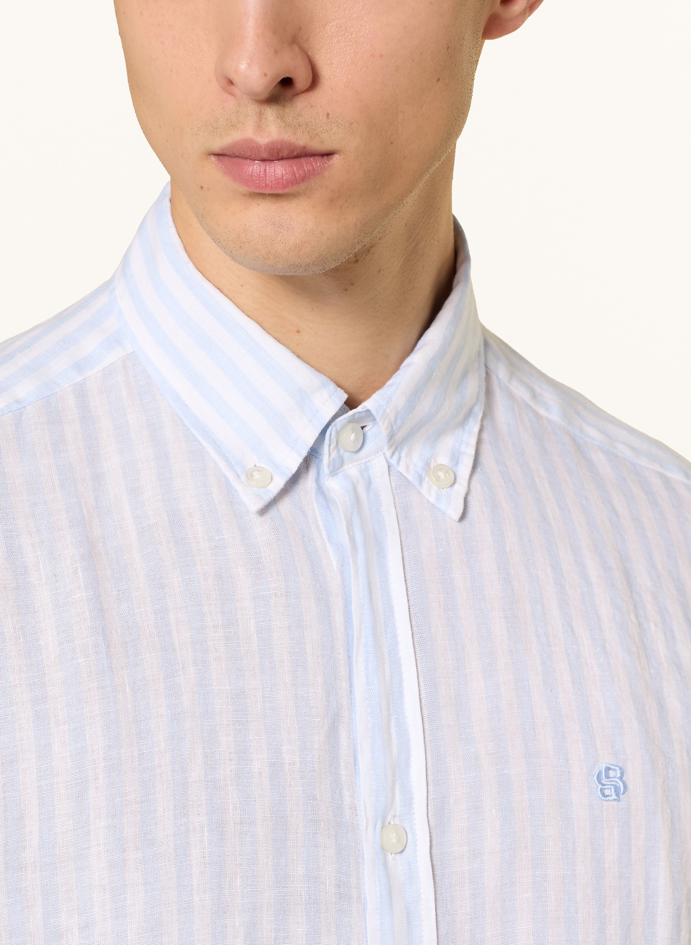 BOSS Leinenhemd LIAM Regular Fit: HELLBLAU / WEISS