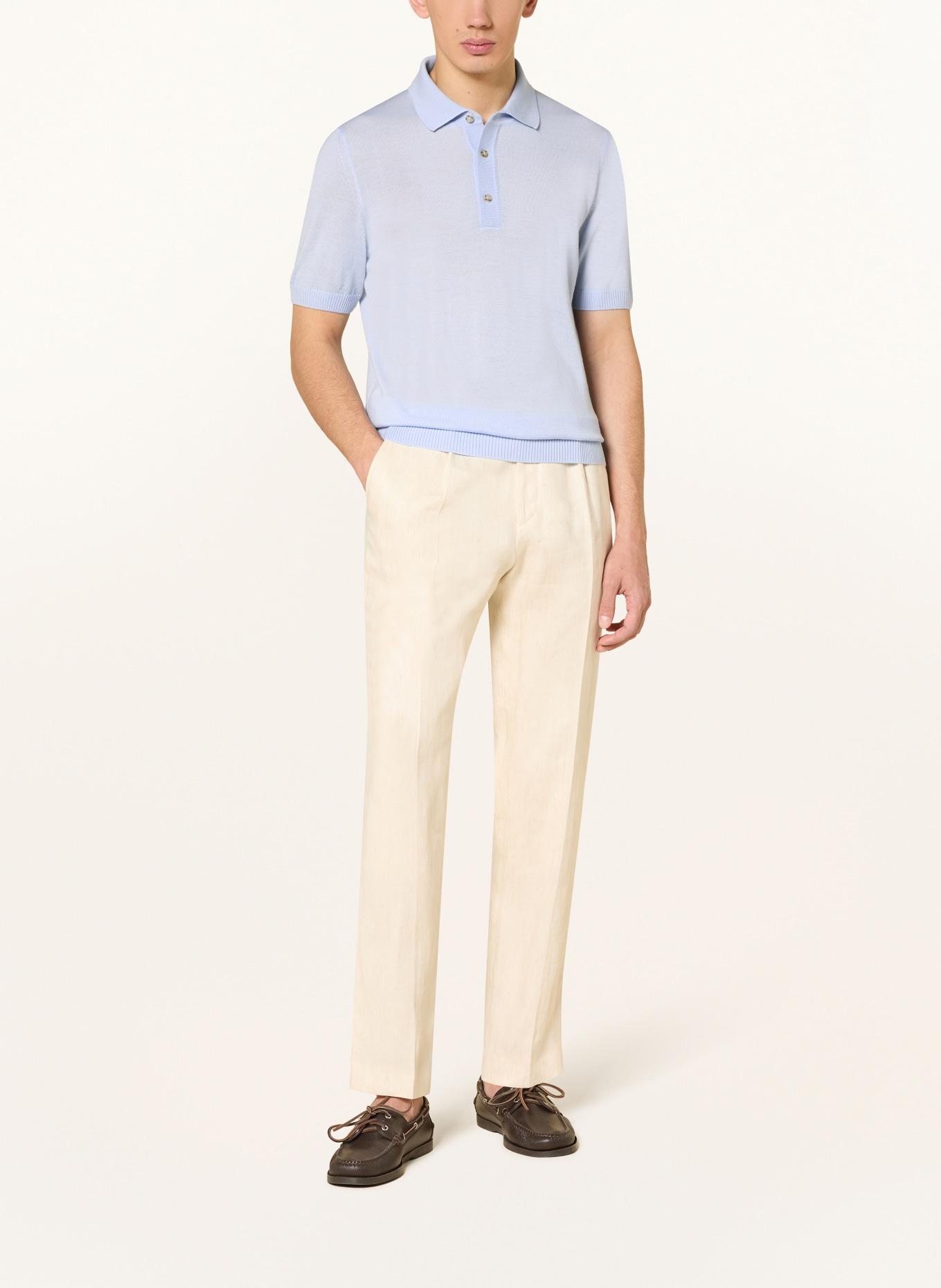 BOSS Gebreid poloshirt NOLANO: LICHTBLAUW