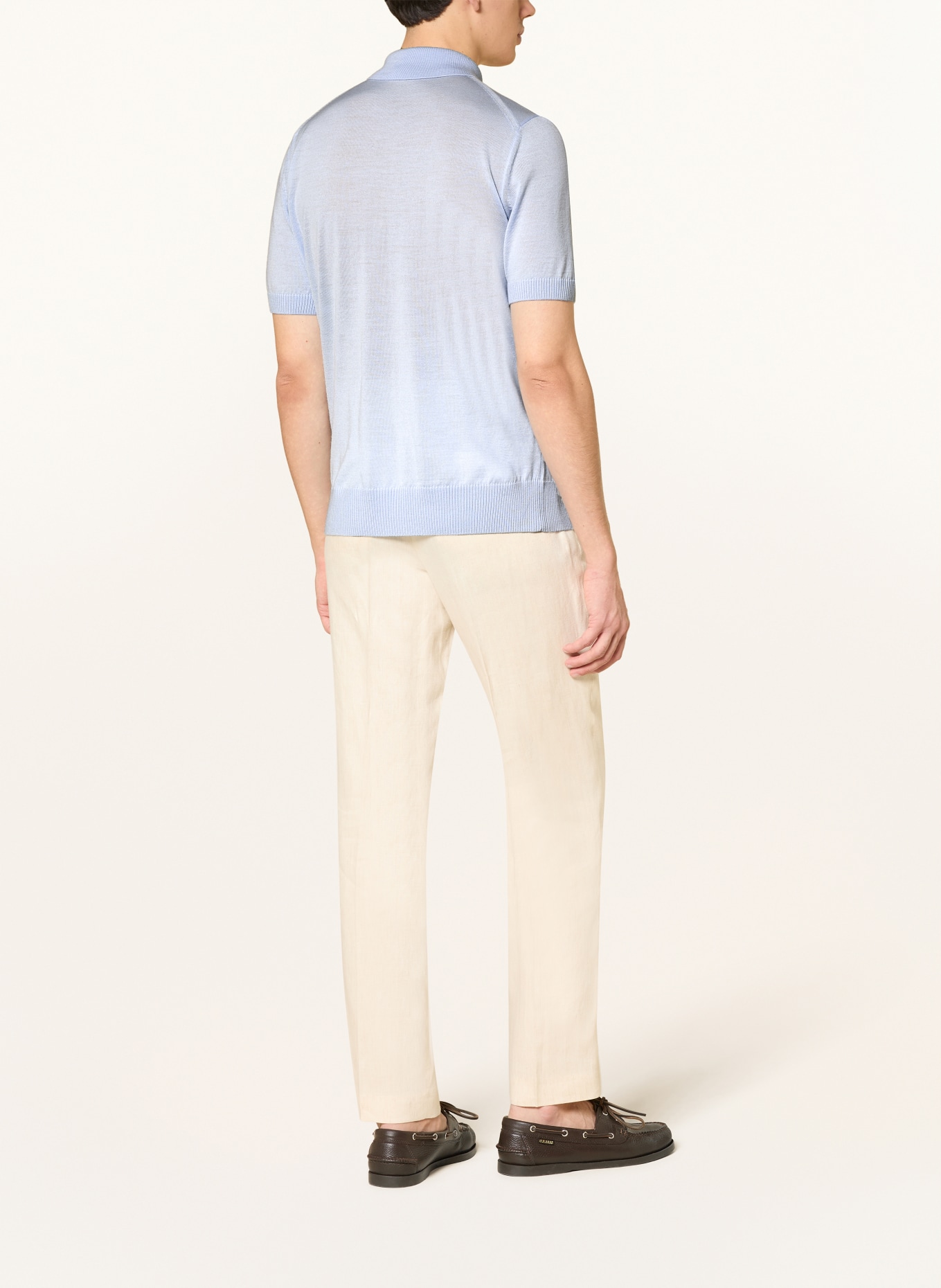 BOSS Gebreid poloshirt NOLANO: LICHTBLAUW