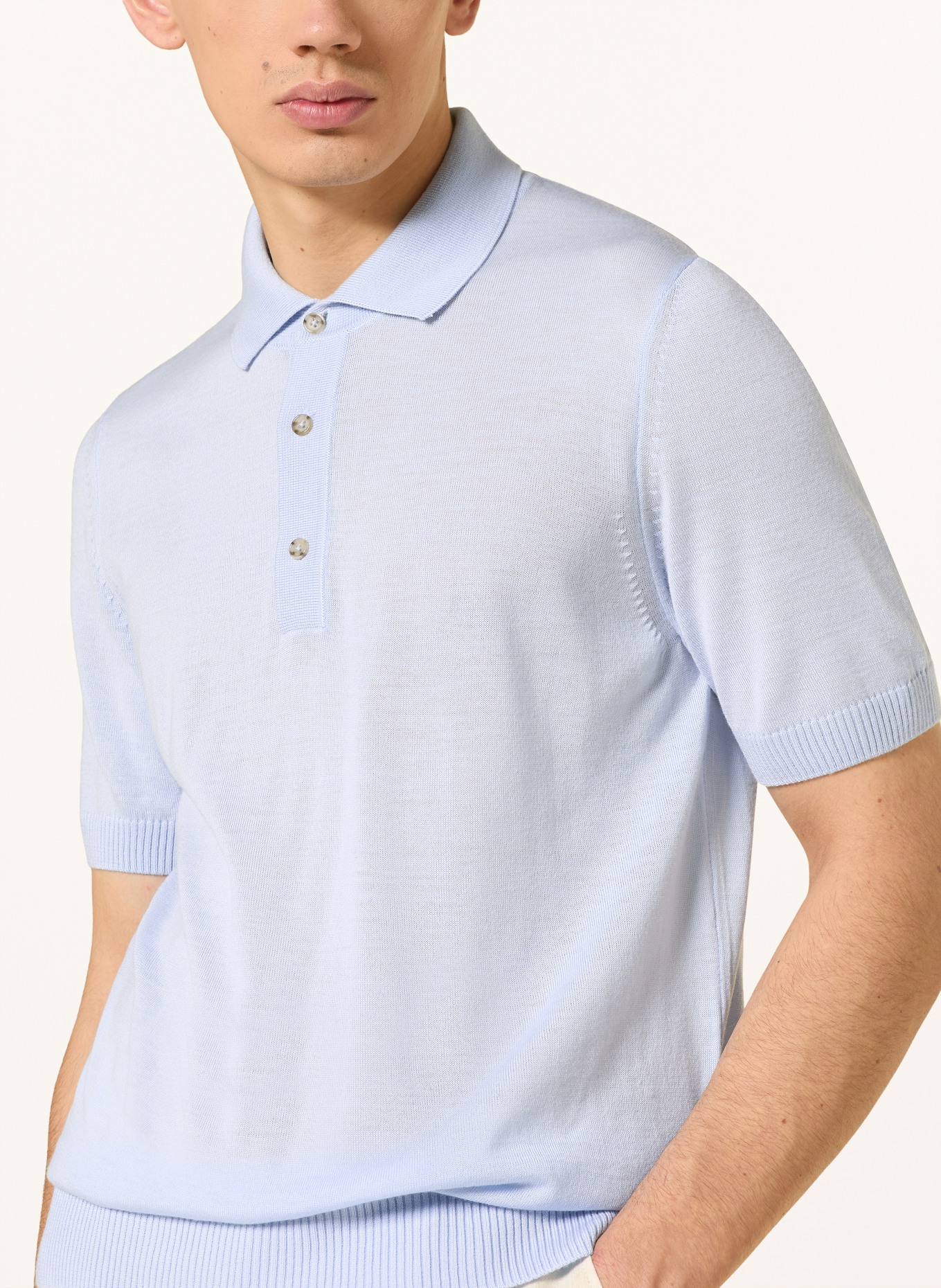 BOSS Gebreid poloshirt NOLANO: LICHTBLAUW