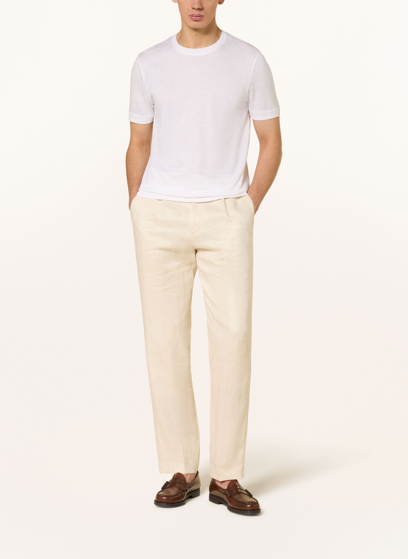 BOSS T-Shirt THOMPSON mit Leinen: WEISS