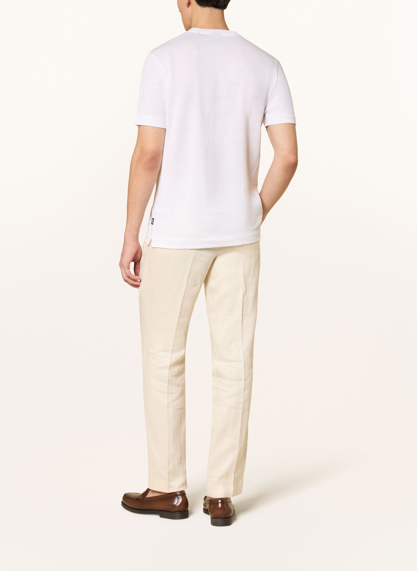 BOSS T-Shirt THOMPSON mit Leinen: WEISS