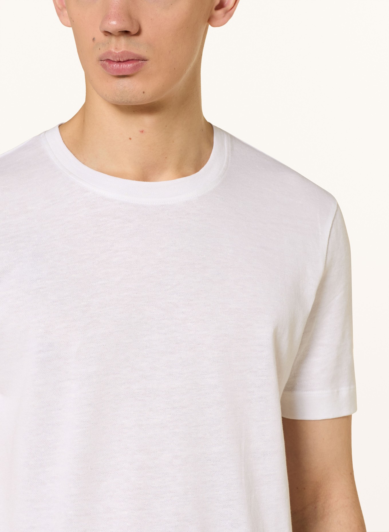BOSS T-Shirt THOMPSON mit Leinen: WEISS