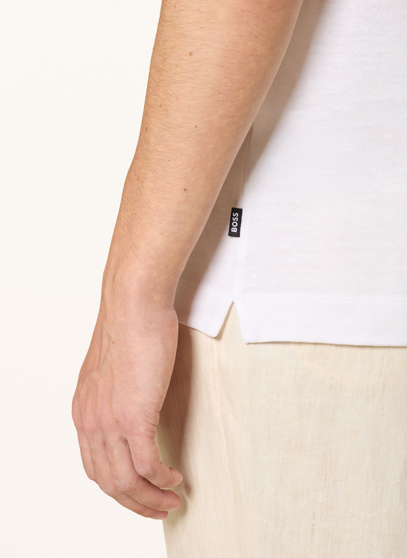 BOSS T-Shirt THOMPSON mit Leinen: WEISS