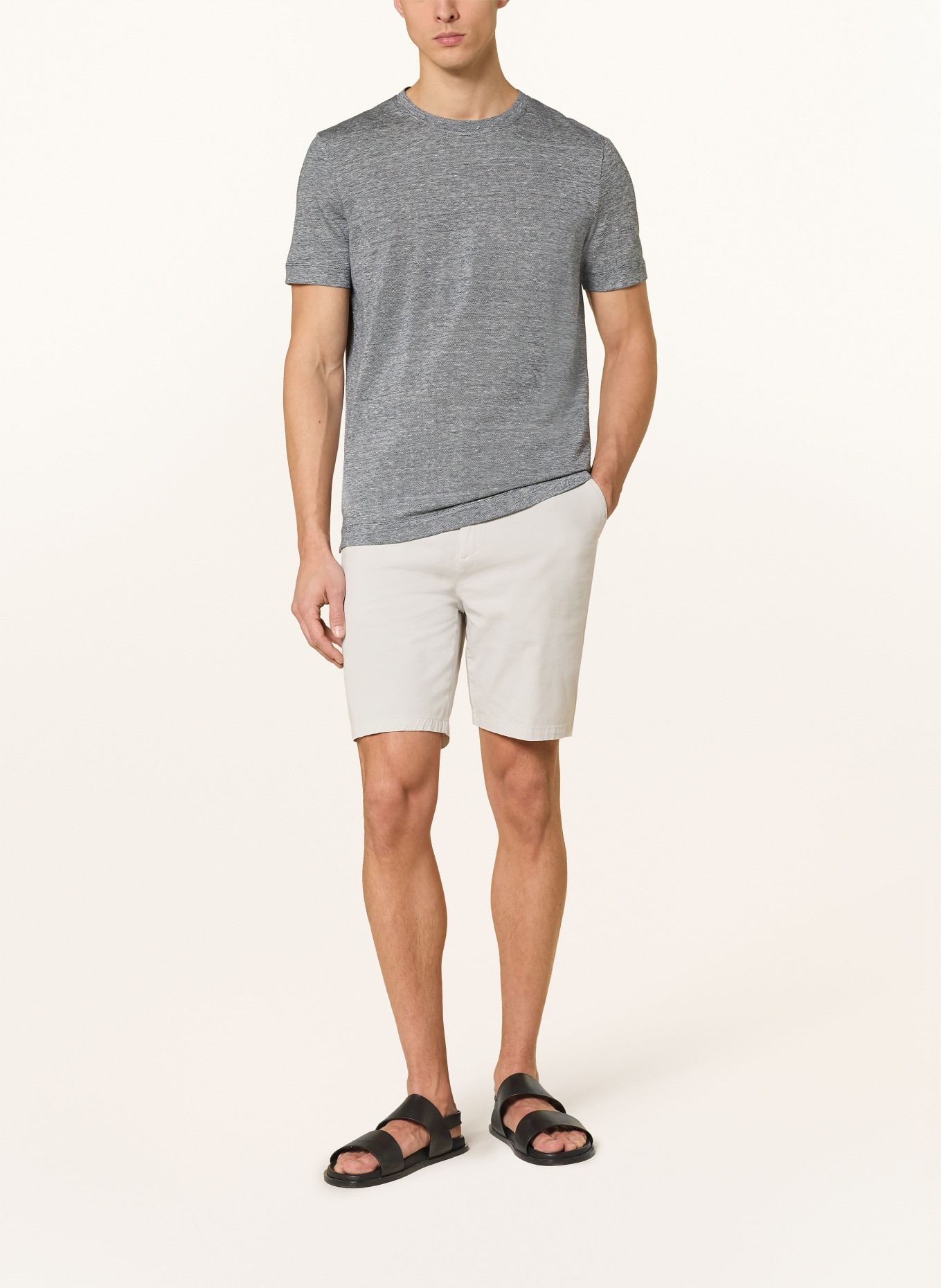 BOSS T-Shirt THOMPSON mt Leinen: BLAU / WEISS