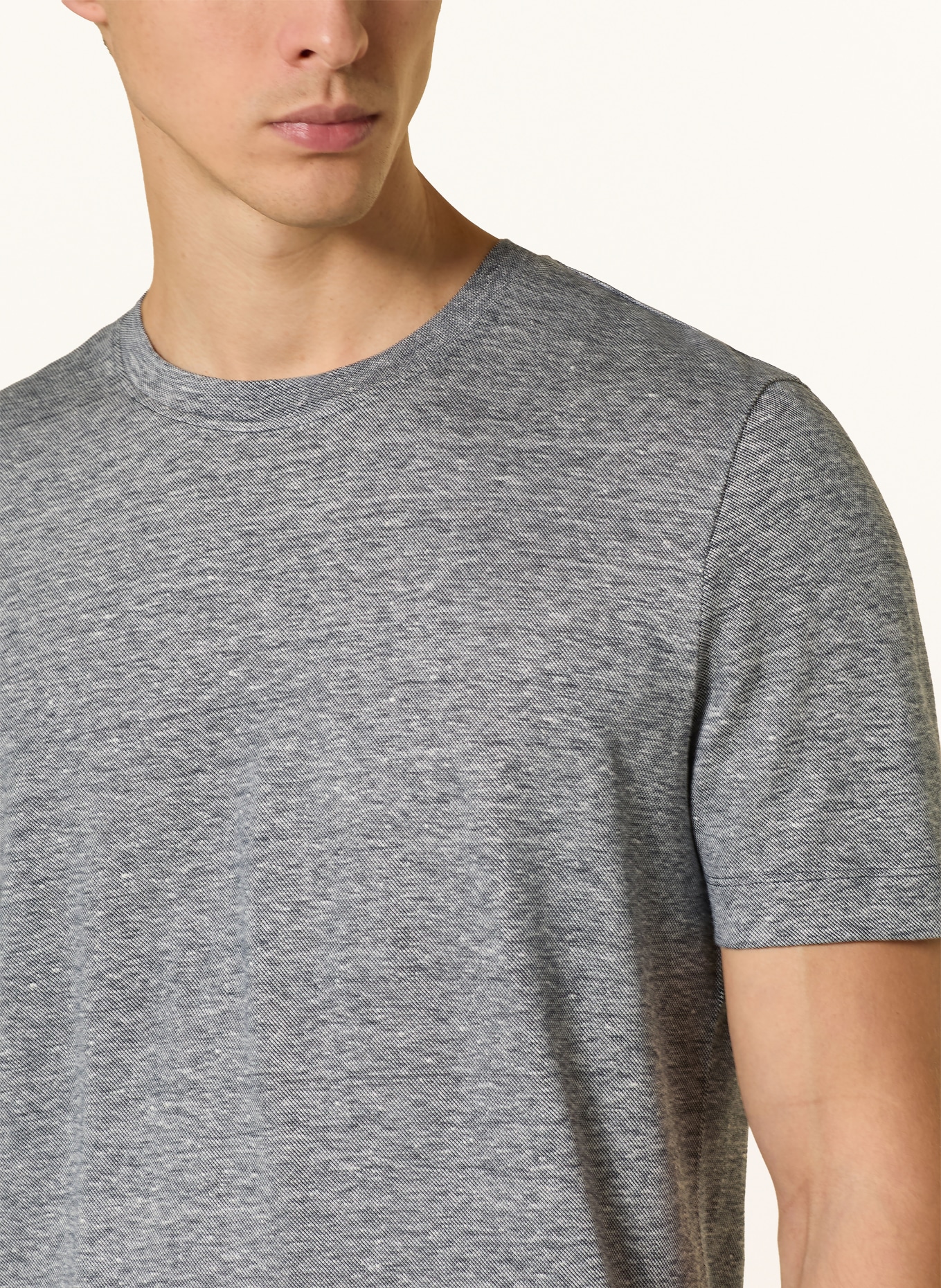 BOSS T-Shirt THOMPSON mt Leinen: BLAU / WEISS