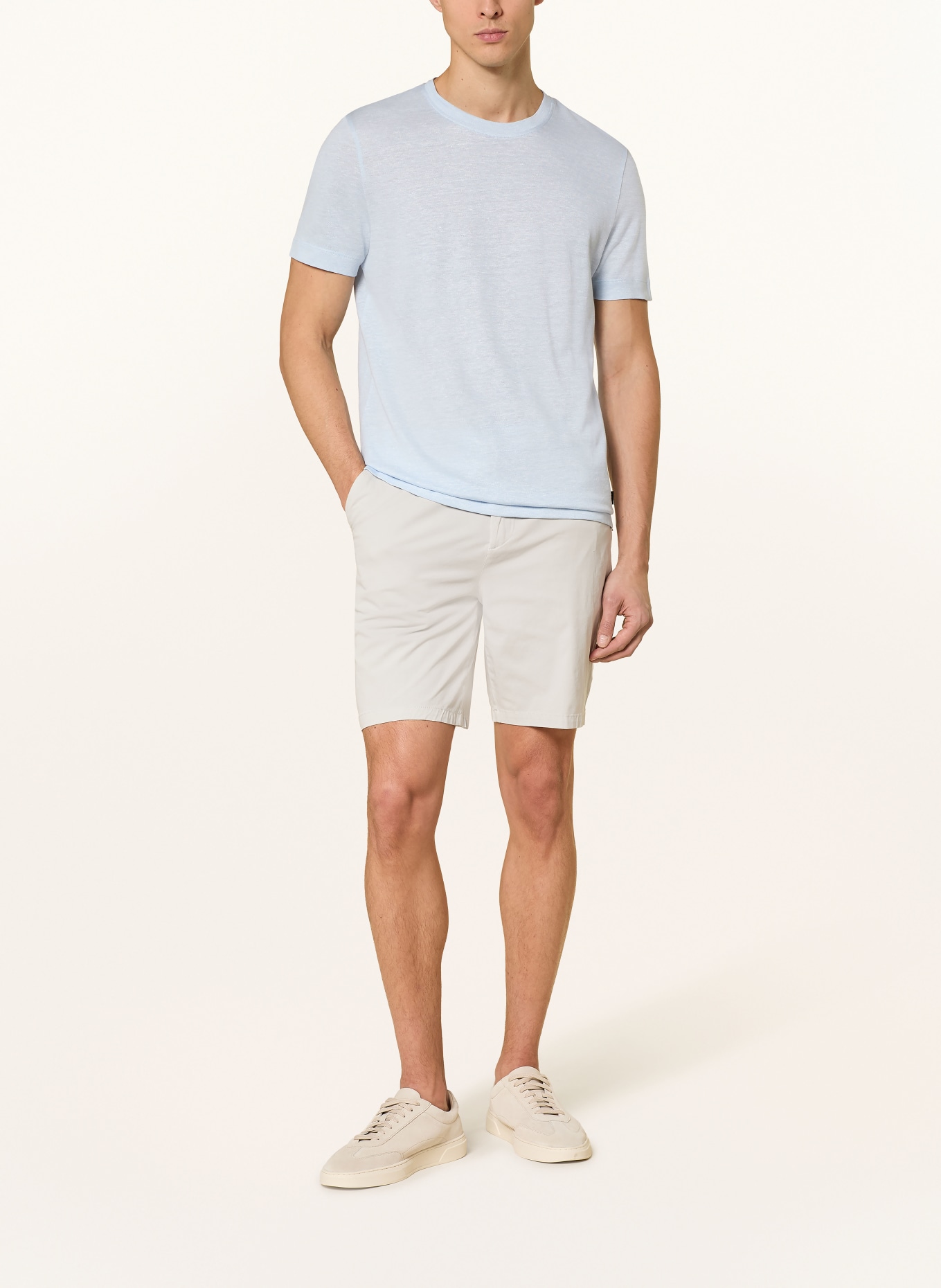 BOSS T-shirt THOMPSON en lin: BLEU CLAIR