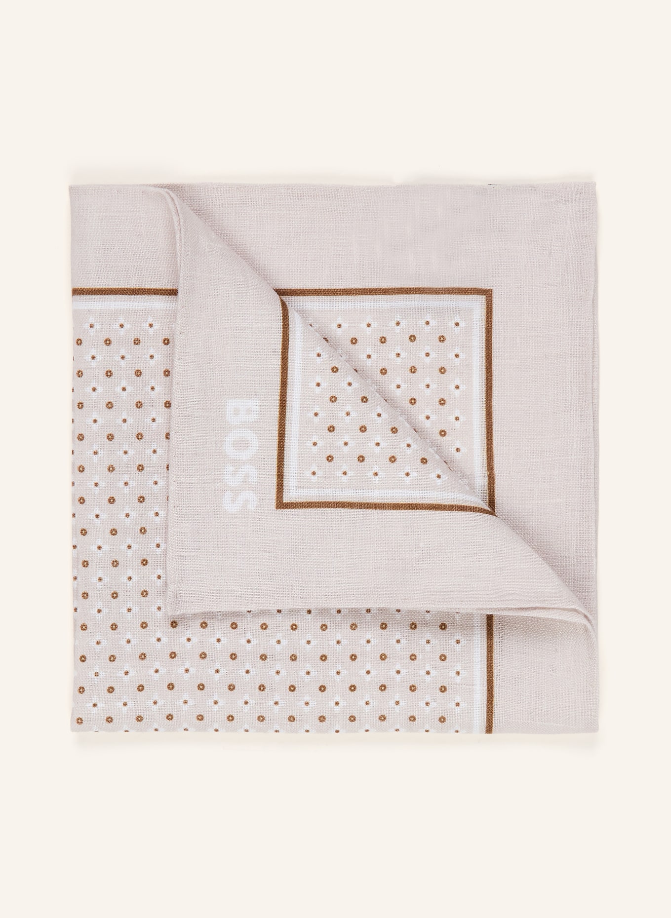 BOSS Einstecktuch C-POCKET aus Leinen: HELLGRAU / BRAUN / WEISS