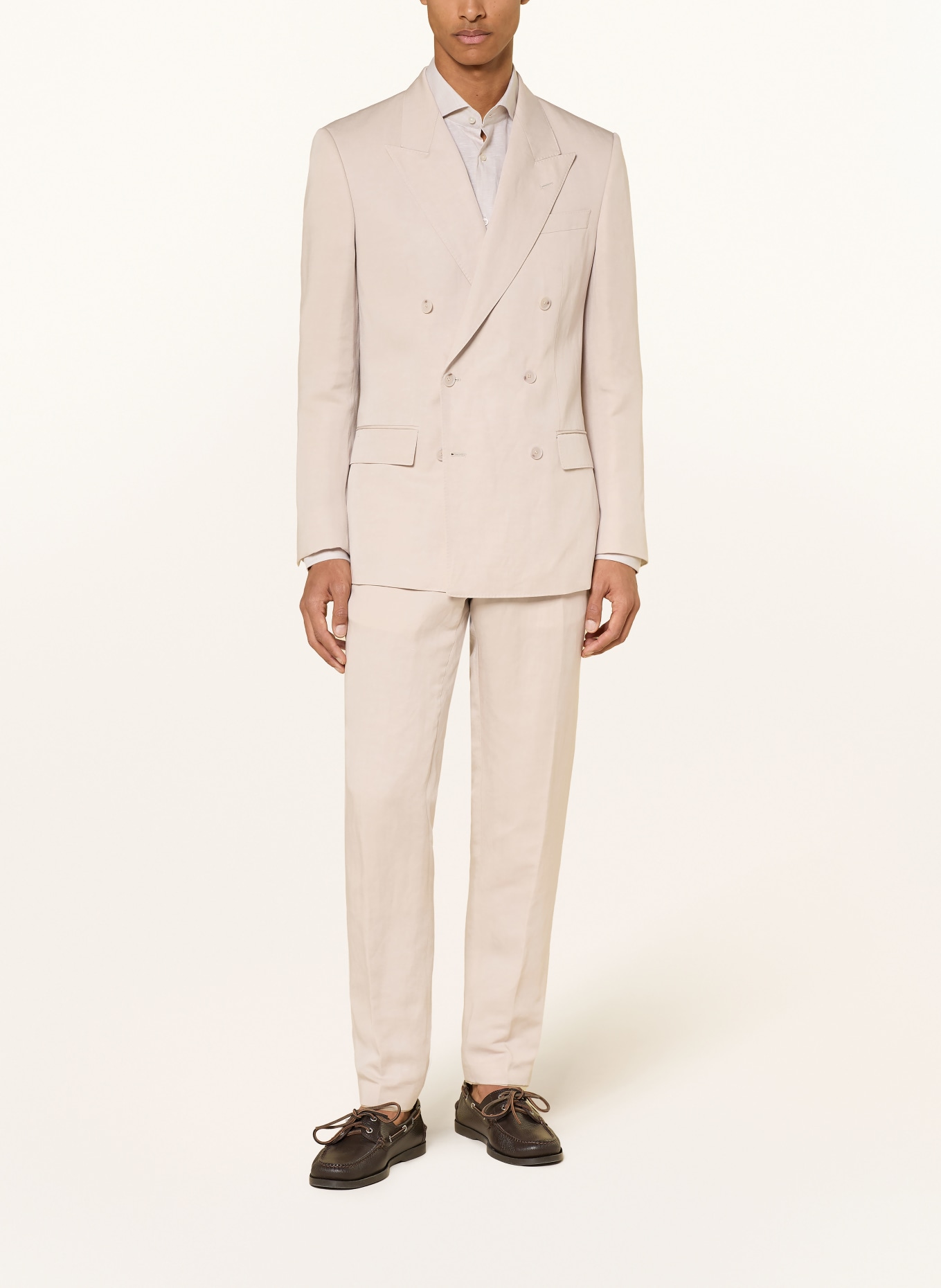 BOSS Slim fit pantalon met linnen: 075 OPEN GREY