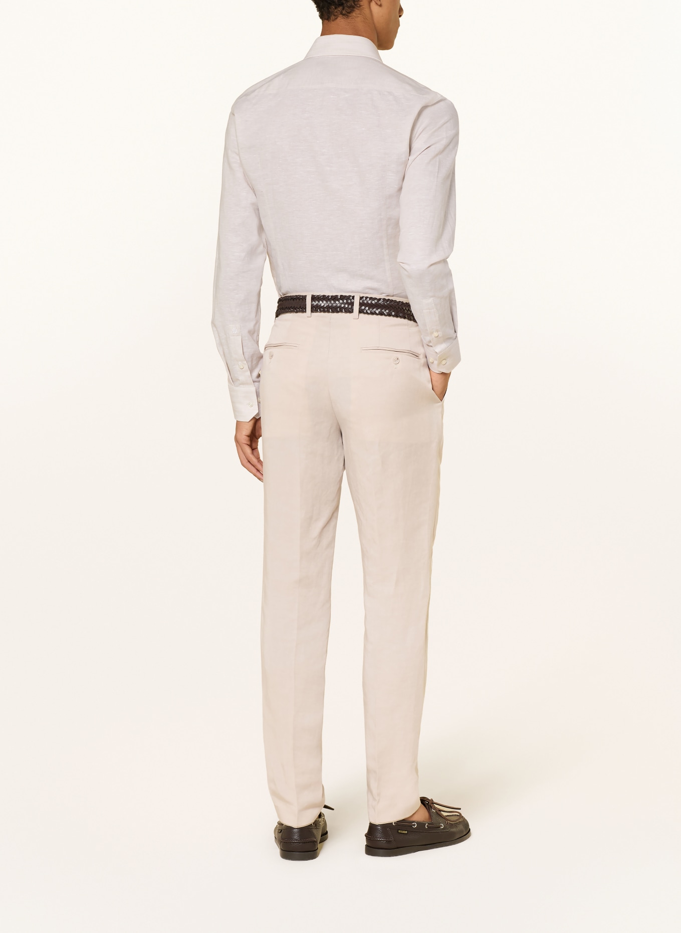 BOSS Slim fit pantalon met linnen: 075 OPEN GREY