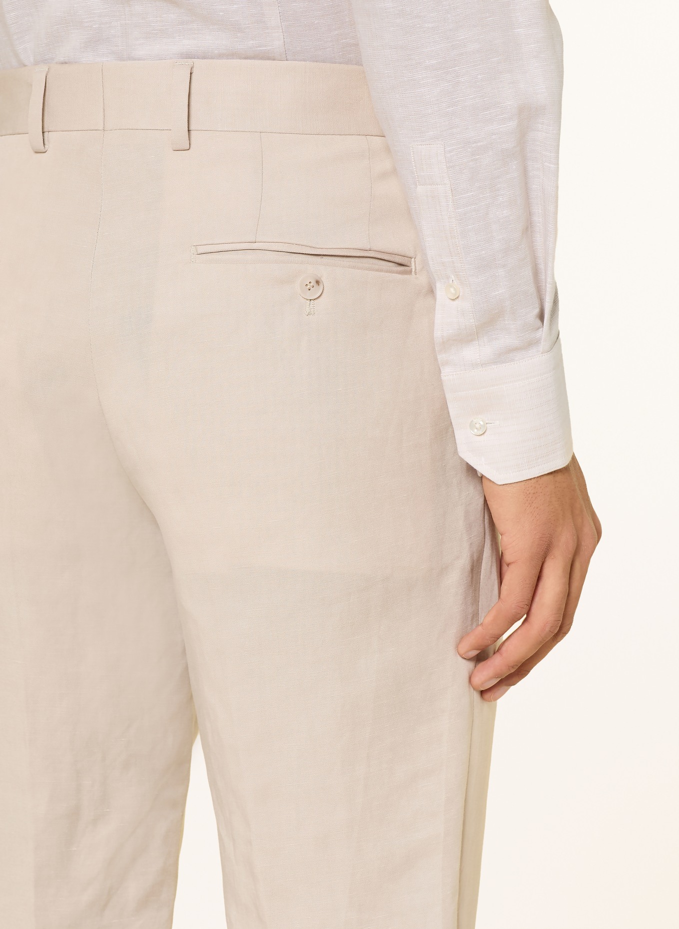 BOSS Slim fit pantalon met linnen: 075 OPEN GREY