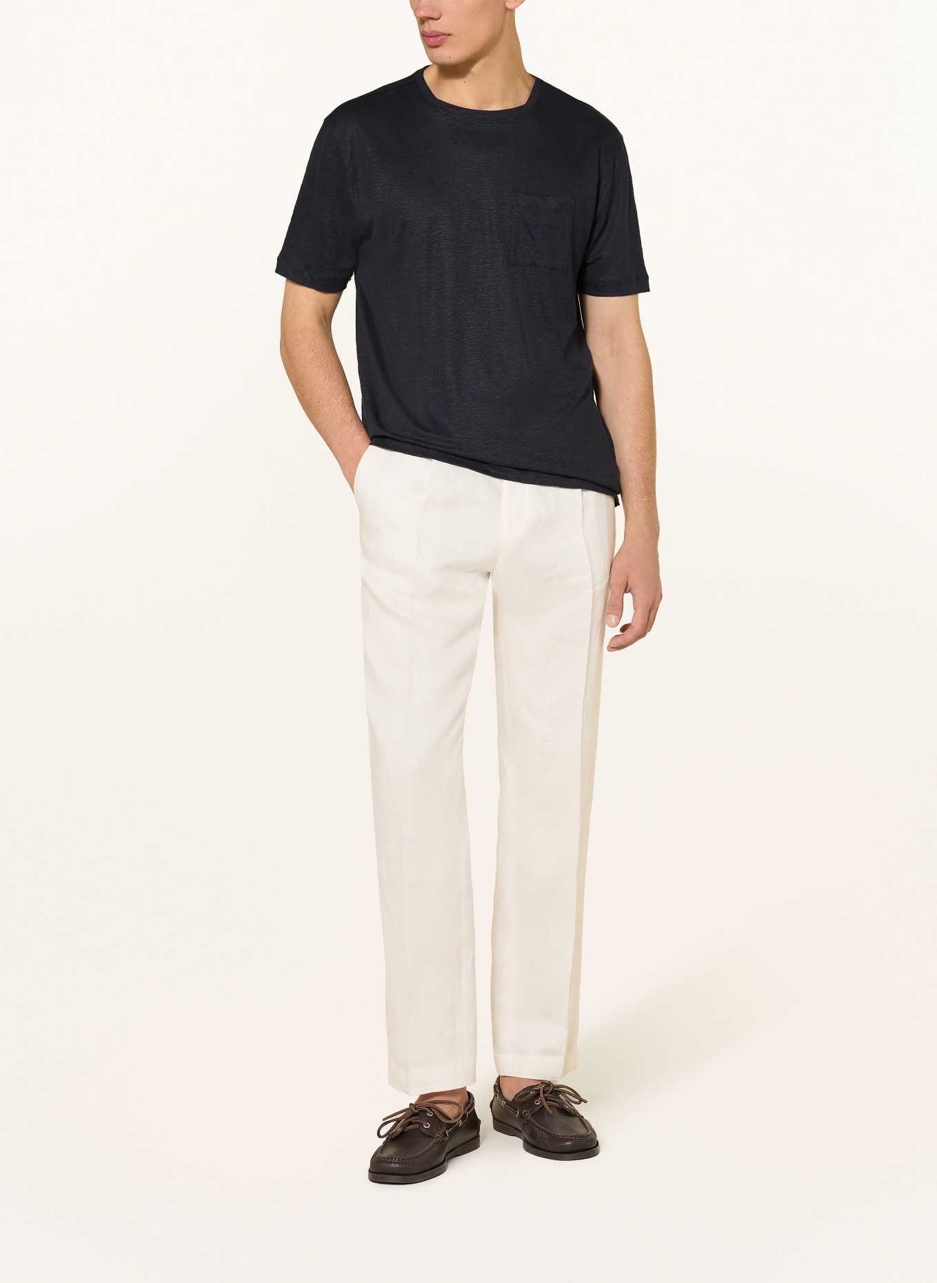 BOSS Strickshirt TAUT aus Leinen: DUNKELBLAU