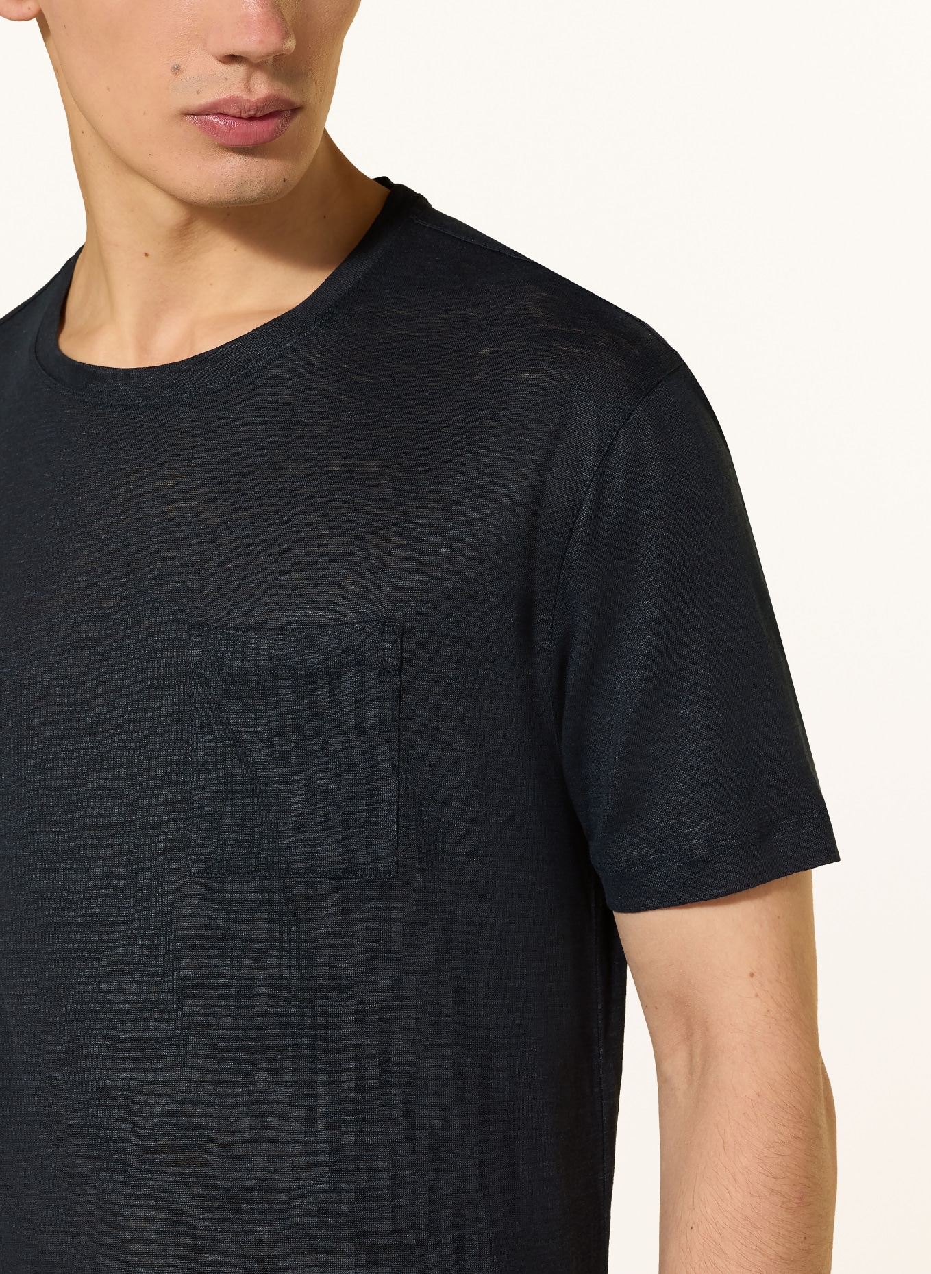 BOSS Strickshirt TAUT aus Leinen: DUNKELBLAU