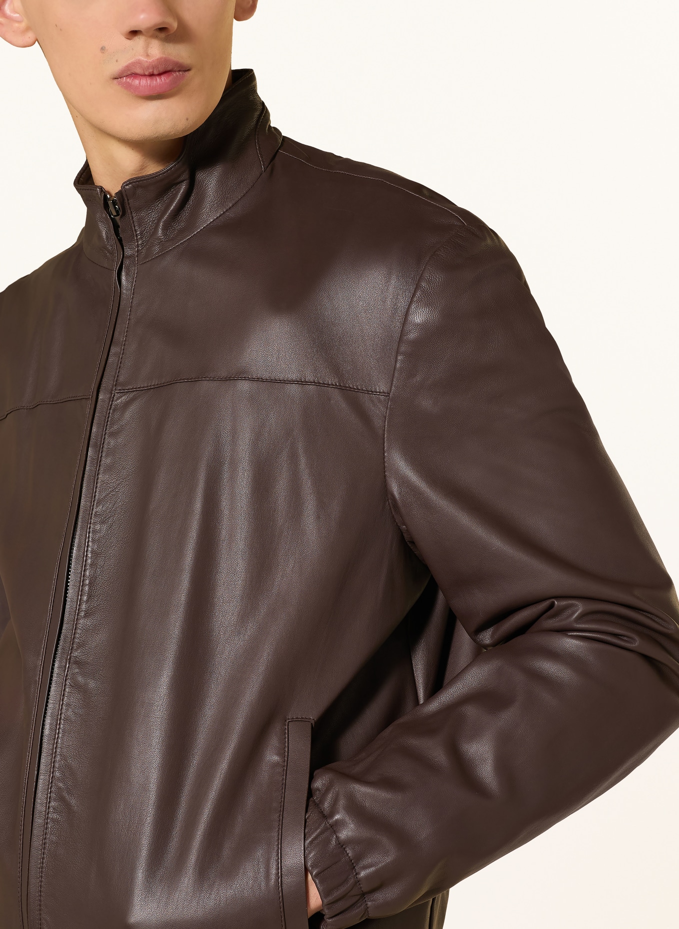 BOSS Lederblouson MOLTA: DUNKELBRAUN