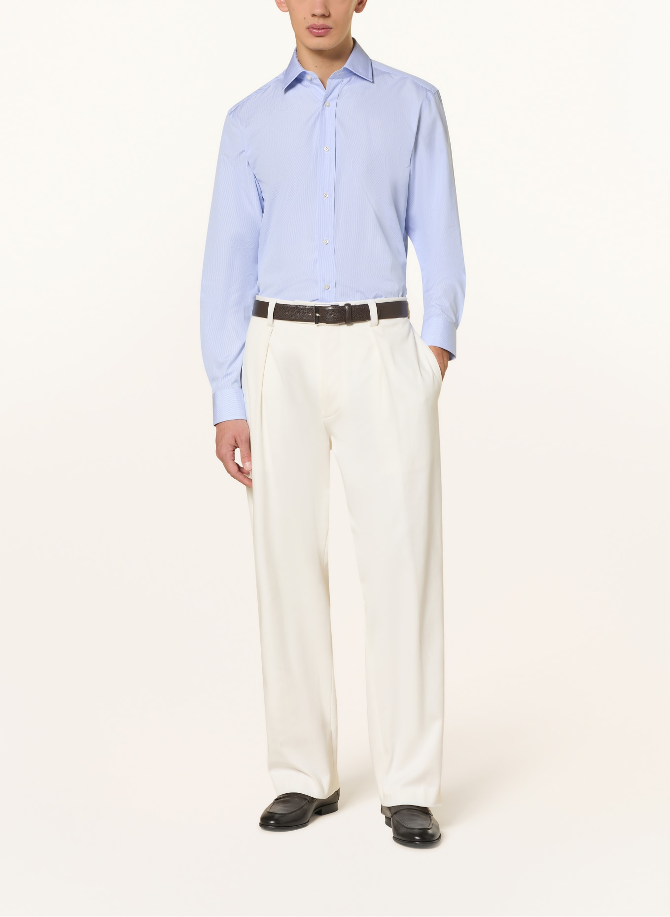 BOSS Overhemd DAVID Slim Fit: LICHTBLAUW / WIT