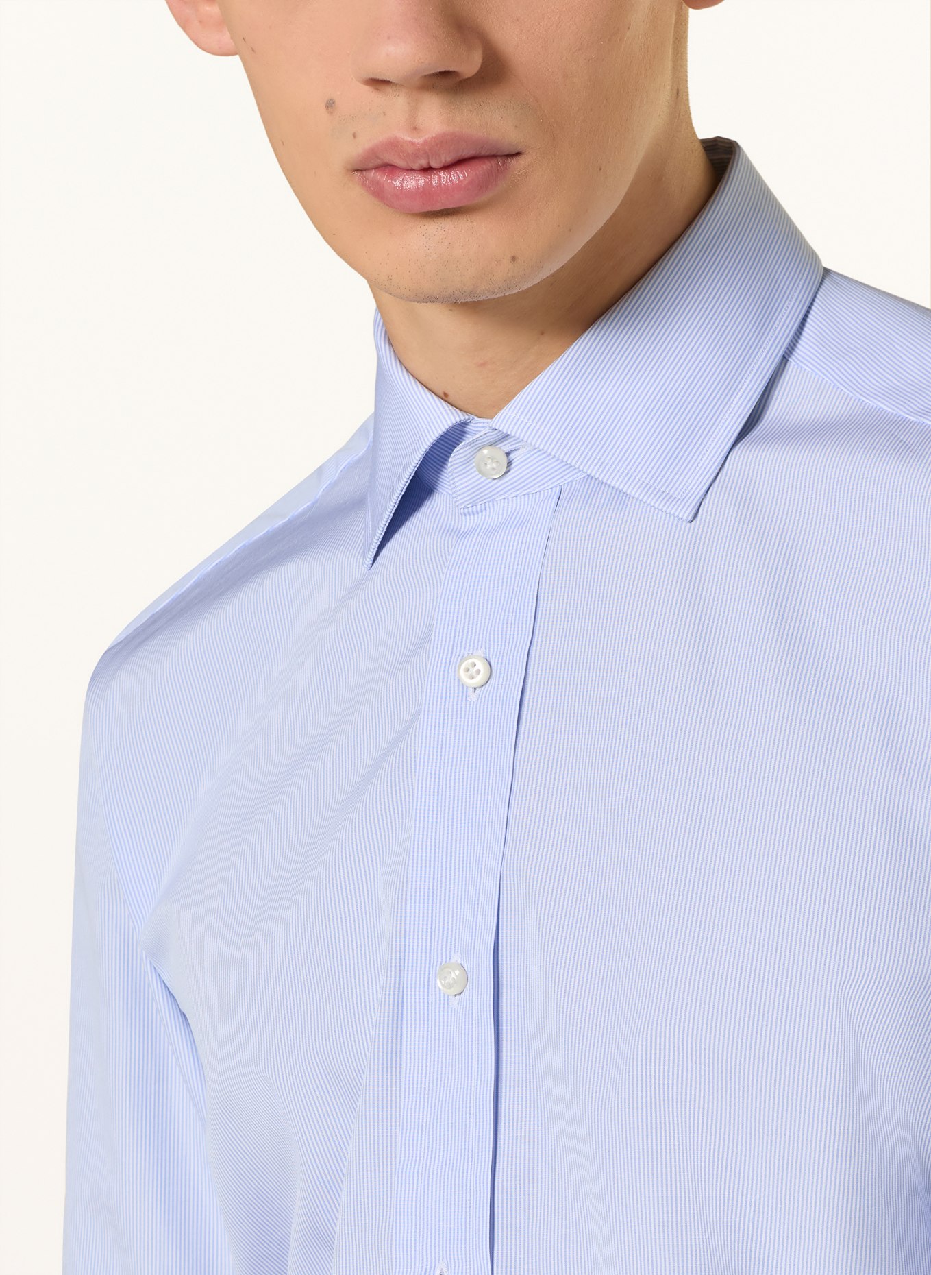 BOSS Overhemd DAVID Slim Fit: LICHTBLAUW / WIT